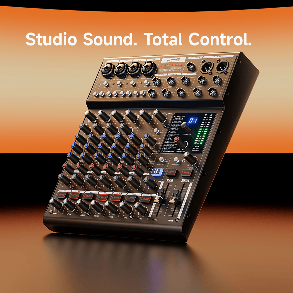 DONNER DAM1000 Audio Mixer | Mezcladora Profesional de Audio de 10 Canales