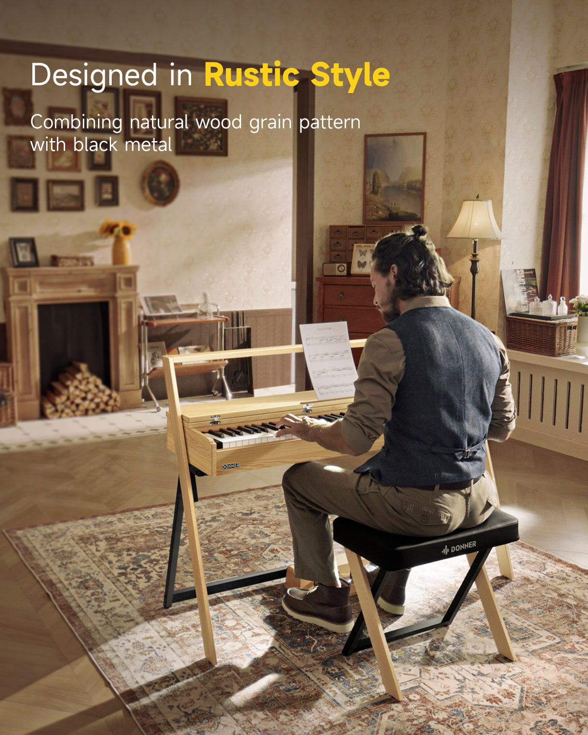 Donner OURA™ R300 Piano Digital Rústico Teclado Domestico