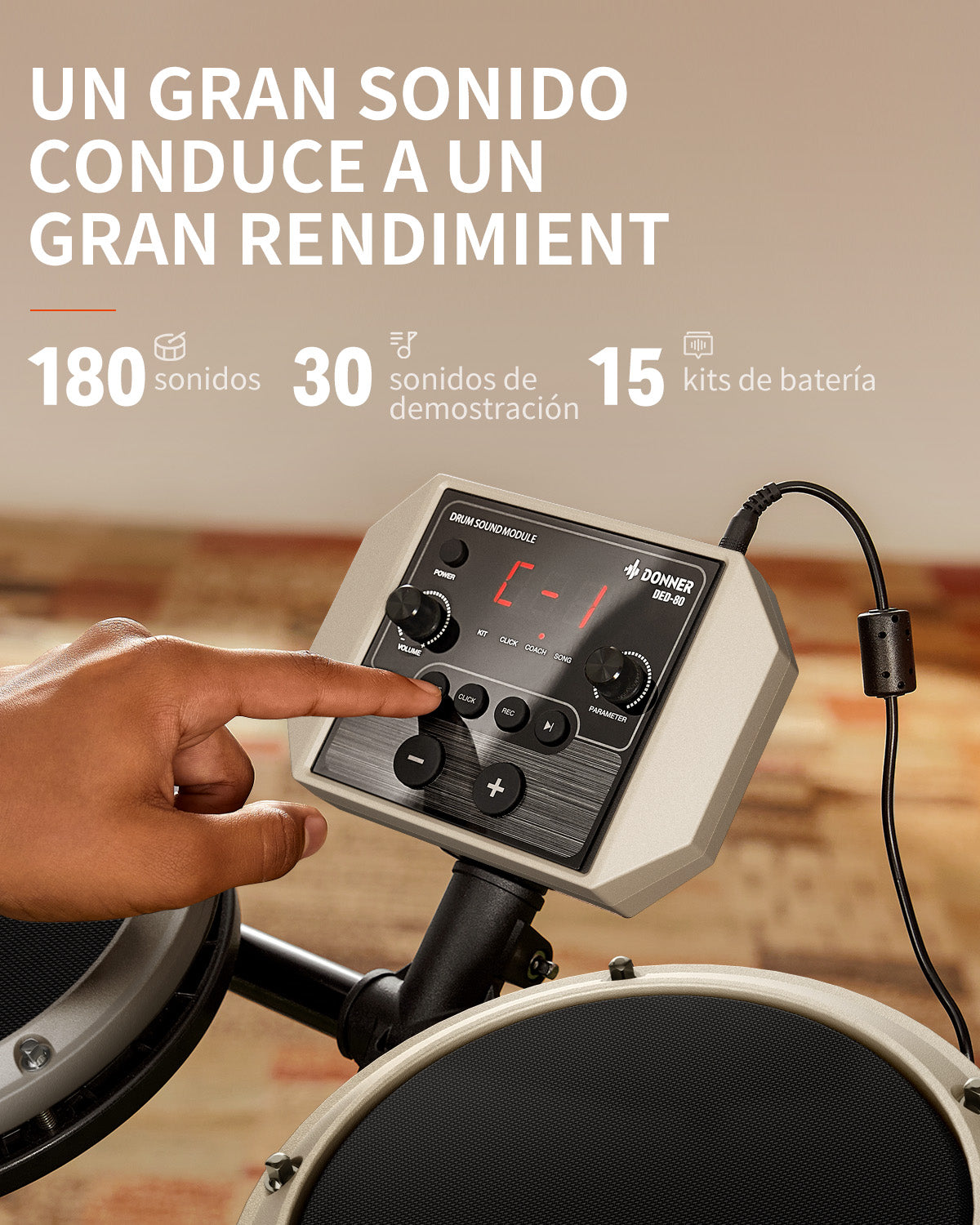 Donner DED-80 Baterias Electronicas Para Principiantes-Blanco##