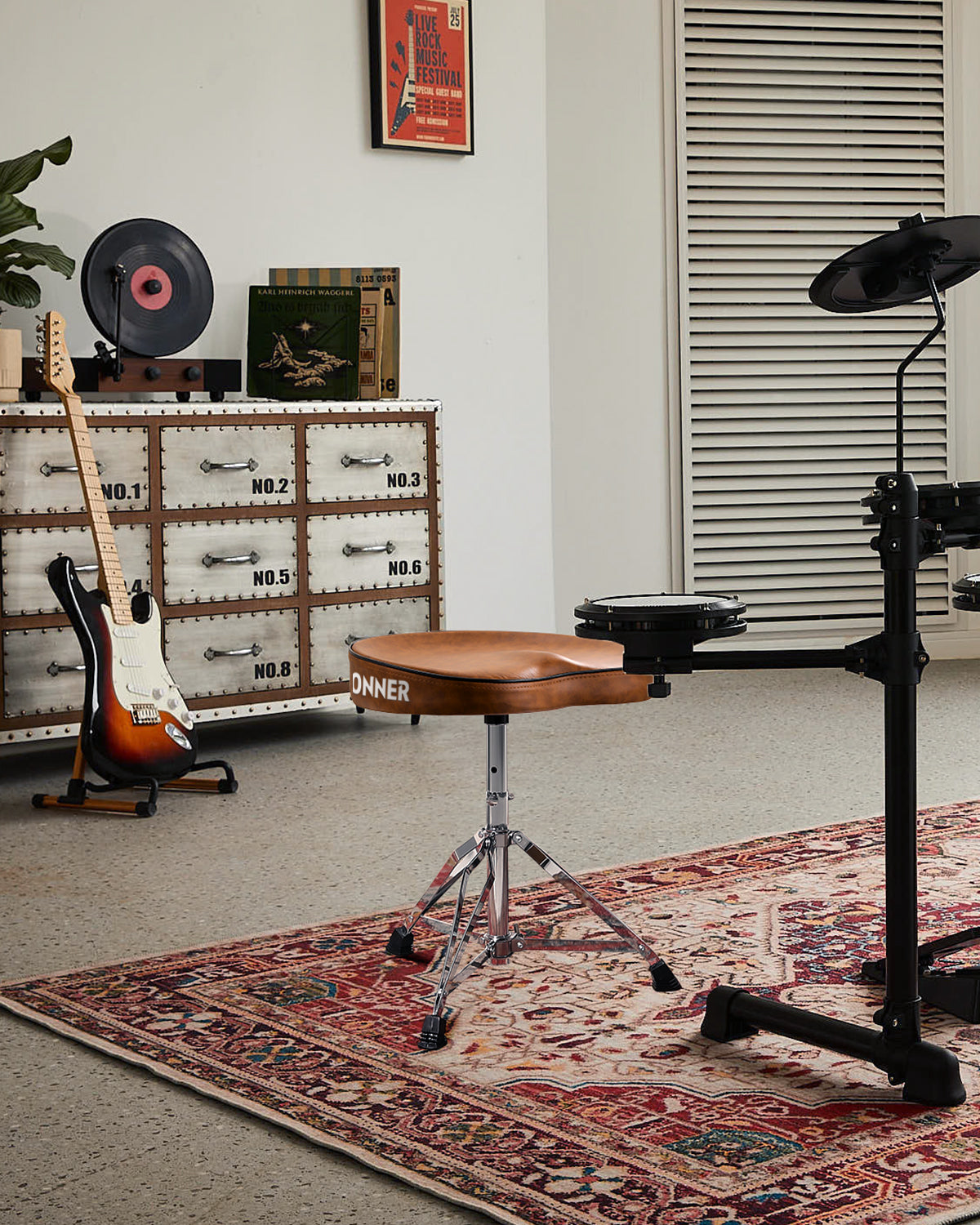 Donner DT-50 Trono de tambor Slim Saddle, Marrón
