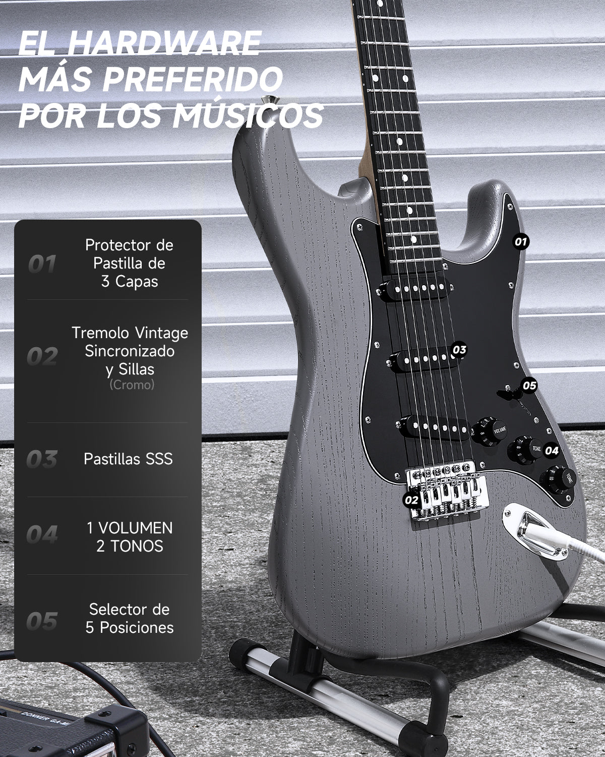 Donner DST-80 Juego de guitarra eléctrica matton black