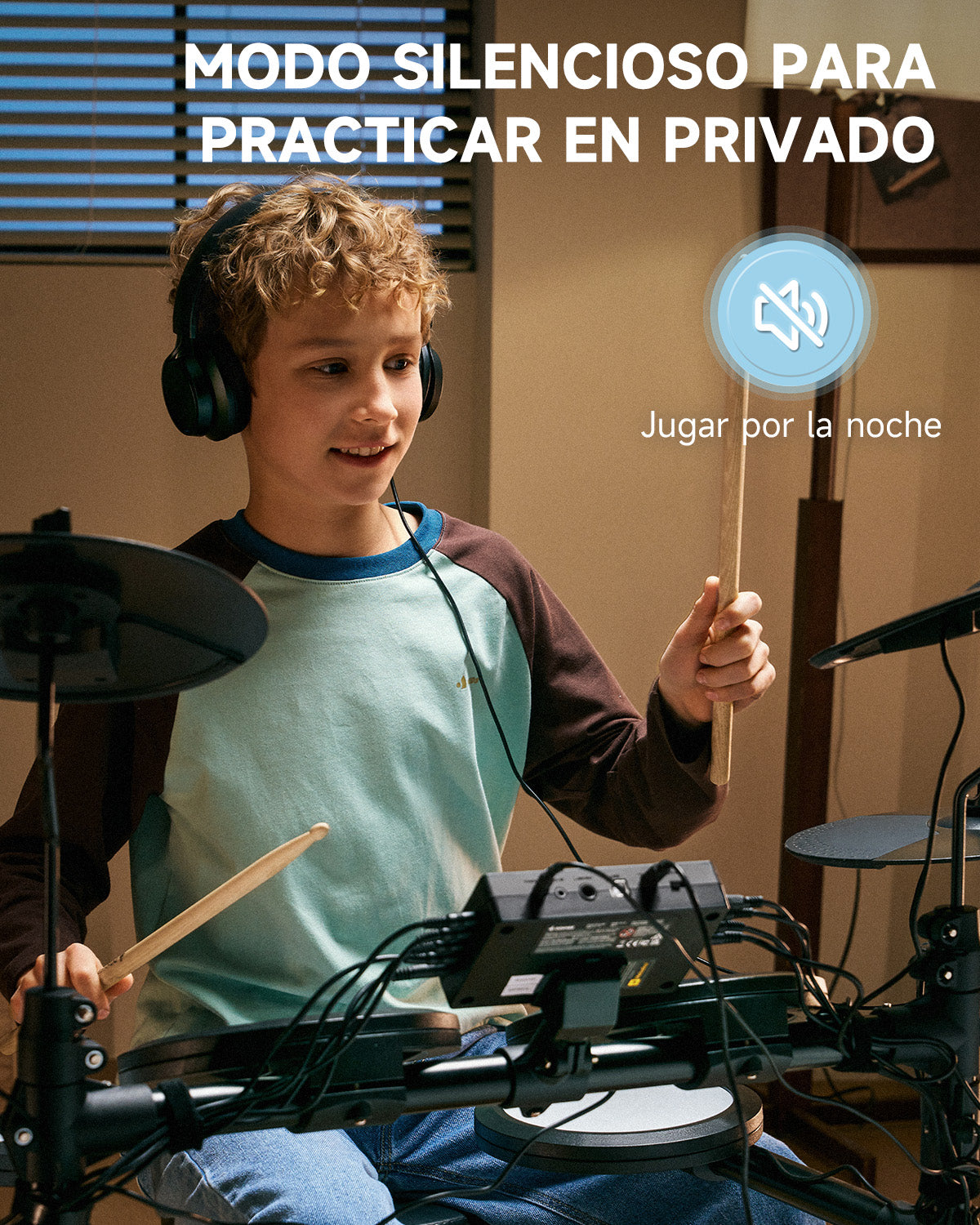 Donner DED-70 Electric Drum Set Para niños principiantes con Quiet Mesh Drum Pads, 5 tambores 3 platillos -DED-70##