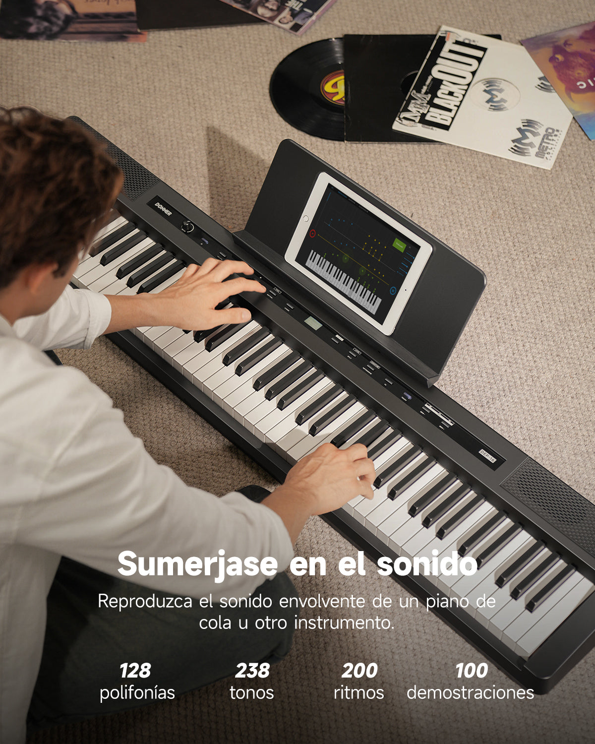 DONNER DEP-16 Piano Digital Portátil de 88 Teclas de Tamaño Completo con Pesado, Pedal de Sostenido y Fuente de Alimentación