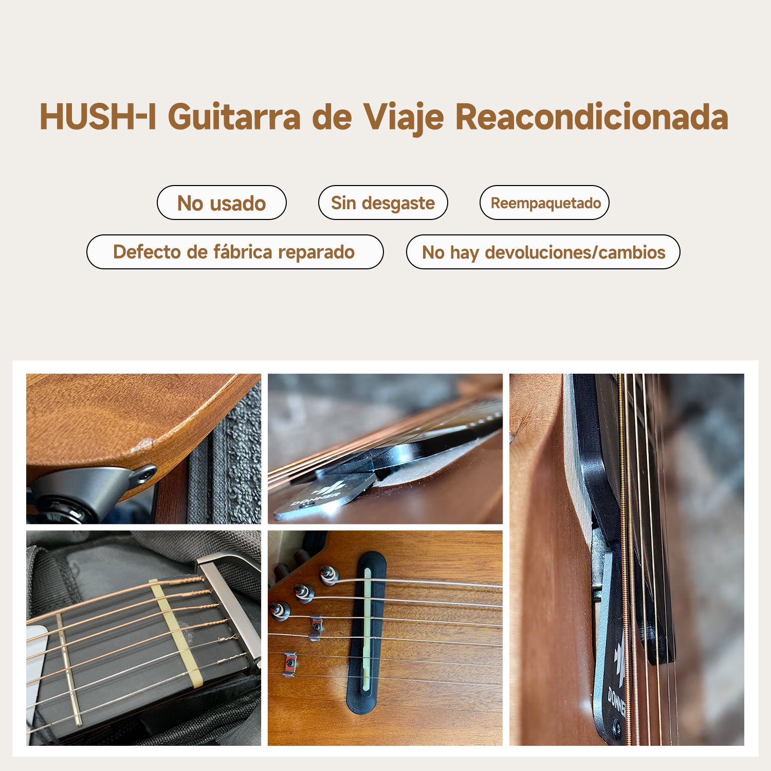 【CAJA ABIERTA】Kit de Guitarra Acústica-Eléctrica Donner HUSH-I Mute