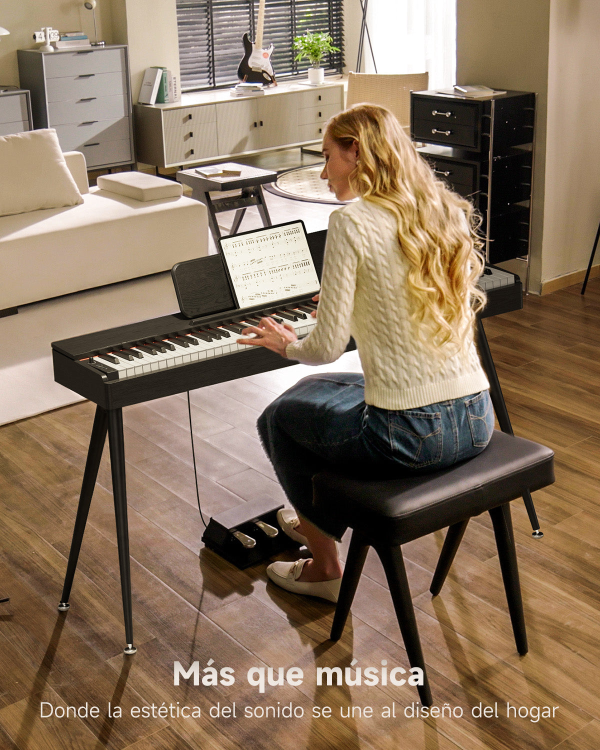 Donner OURA™ S100 Piano digital doméstico de 88 teclas Color roble veteado negro-Negro##