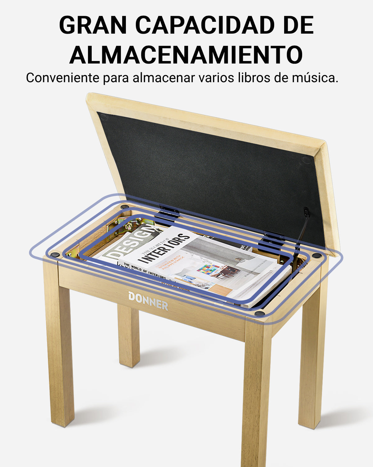 Donner Banqueta para Piano de Color Madera Clara con Cojín de Gamuza de Alta Densidad