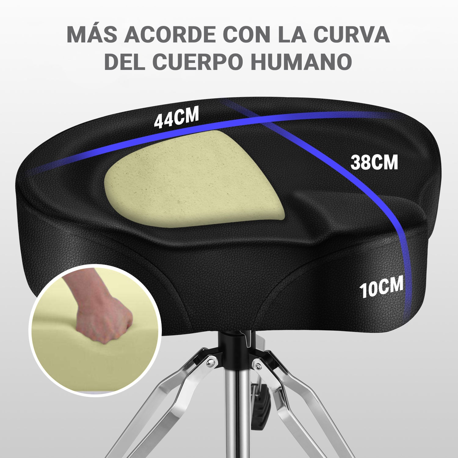 Trono de tambor ajustable Donner, taburete acolchado estilo motocicleta silla de tambor para espectáculo de música