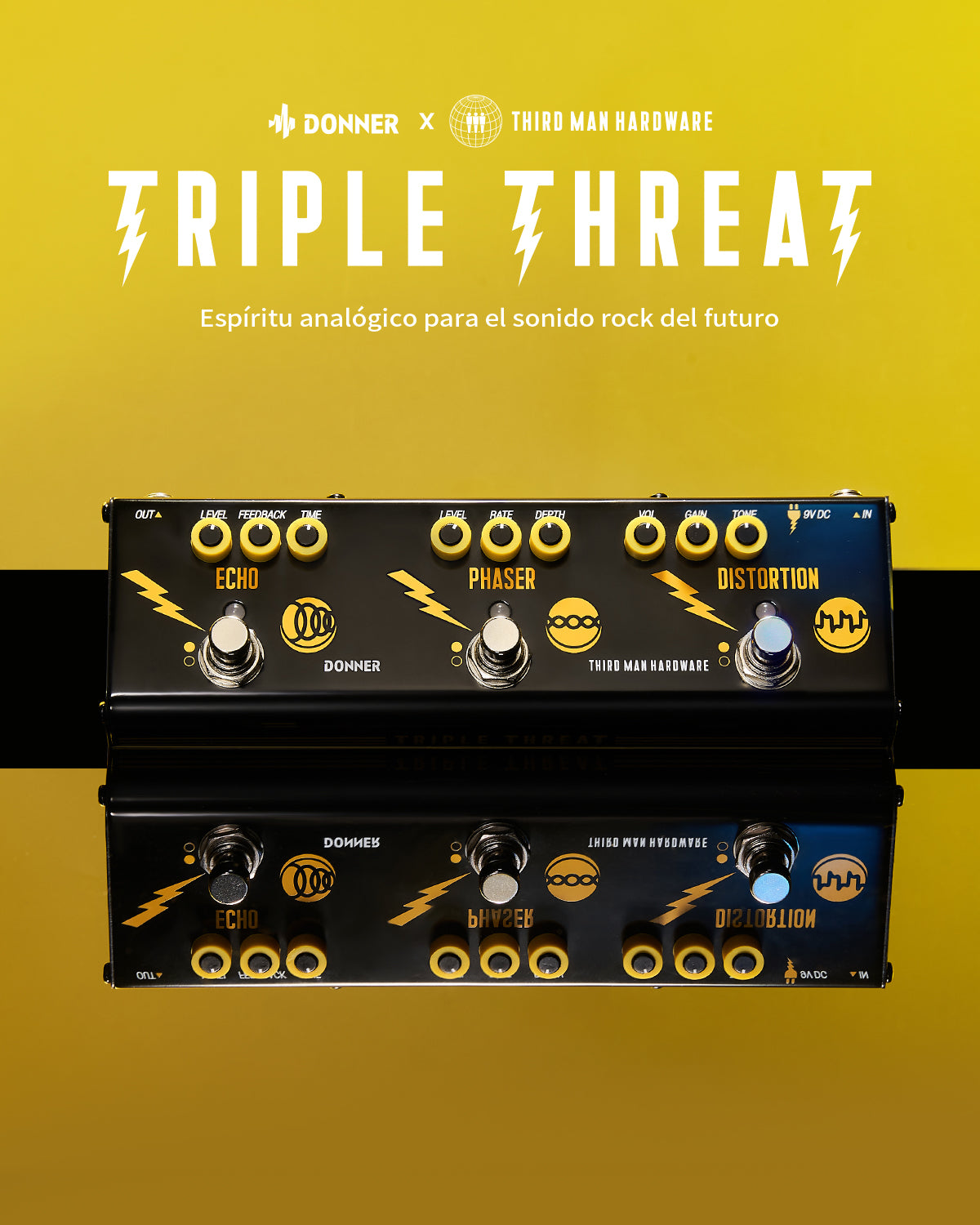 Donner Triple Threat Pedal de efectos para guitarra - Negro Clásico