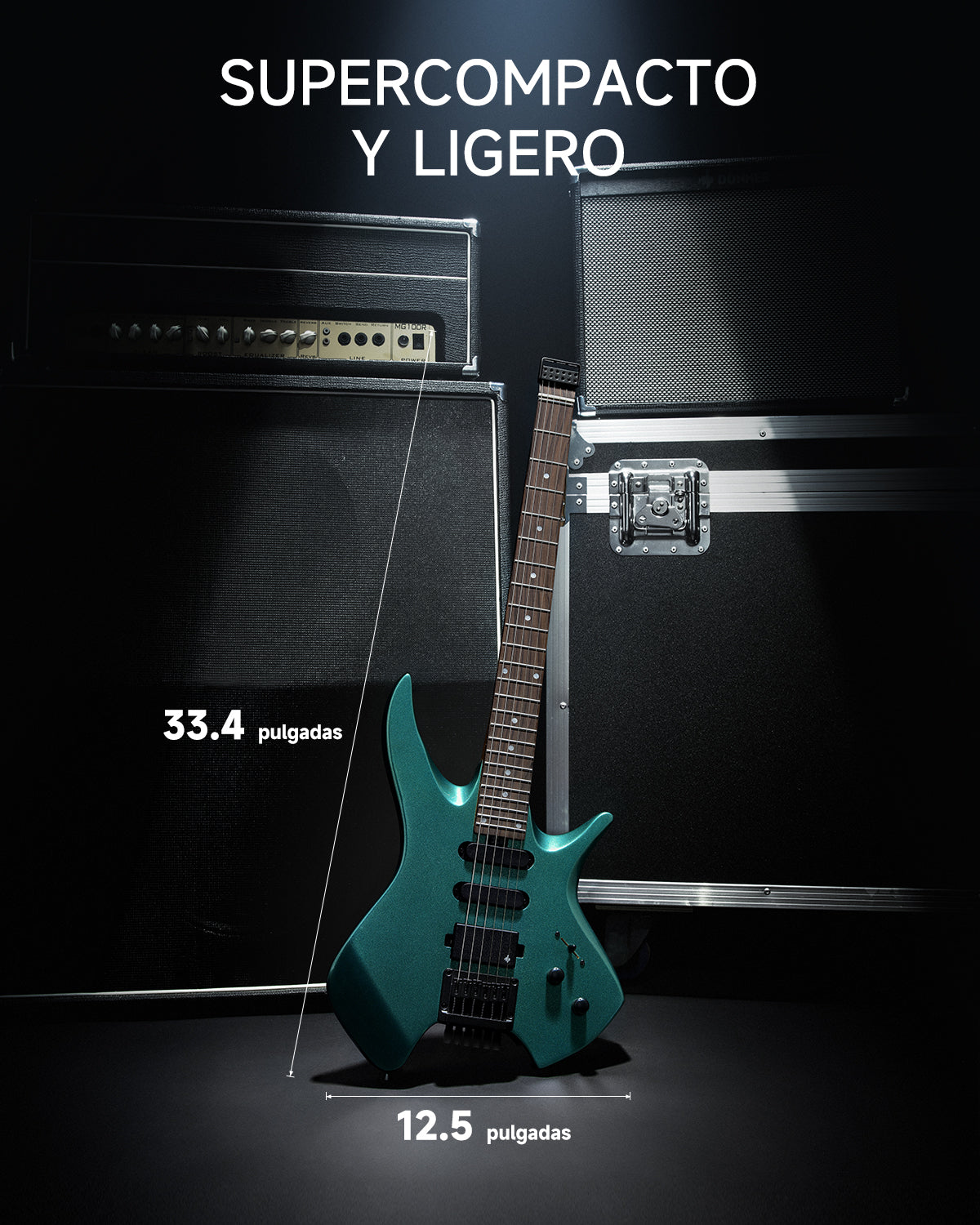 Donner HLX-500 Guitarra eléctrica sin pala-Verde##
