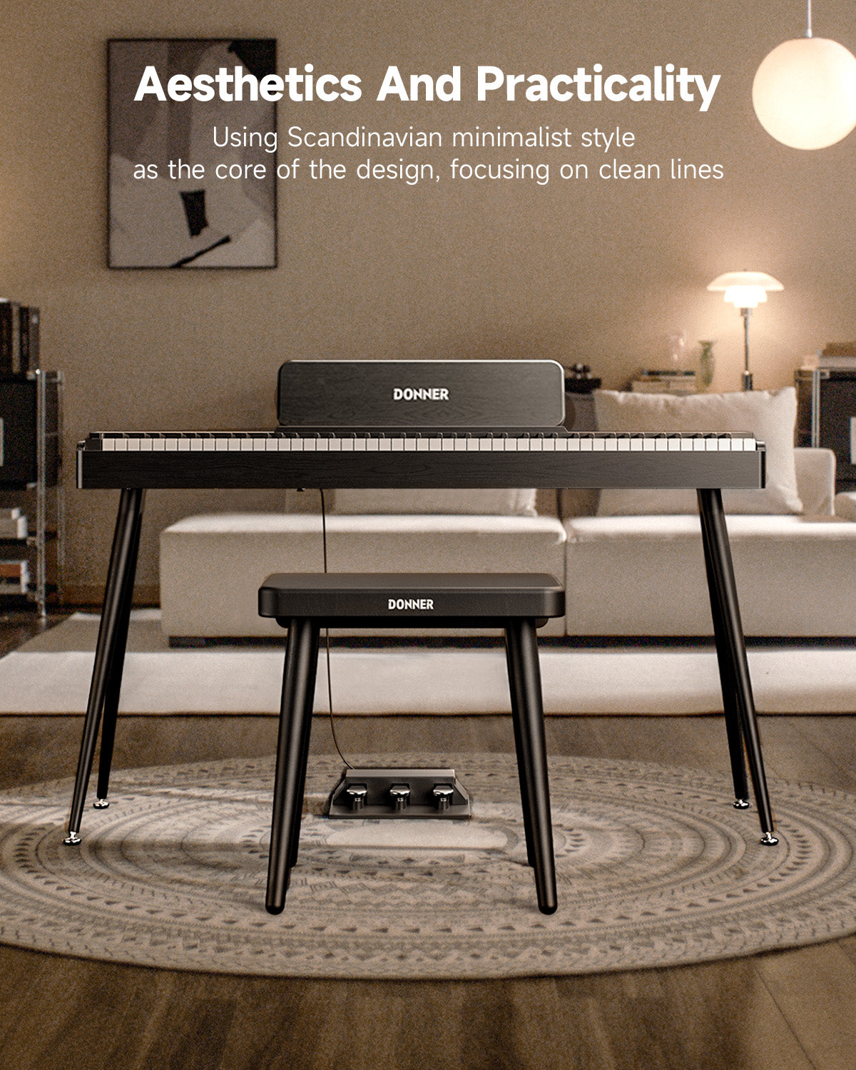 Donner DKB-100 Home Style Banco para piano de madera maciza