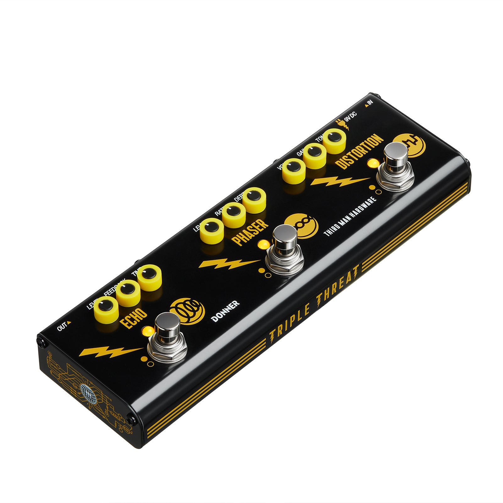 Donner Triple Threat Pedal de efectos para guitarra - Negro Clásico