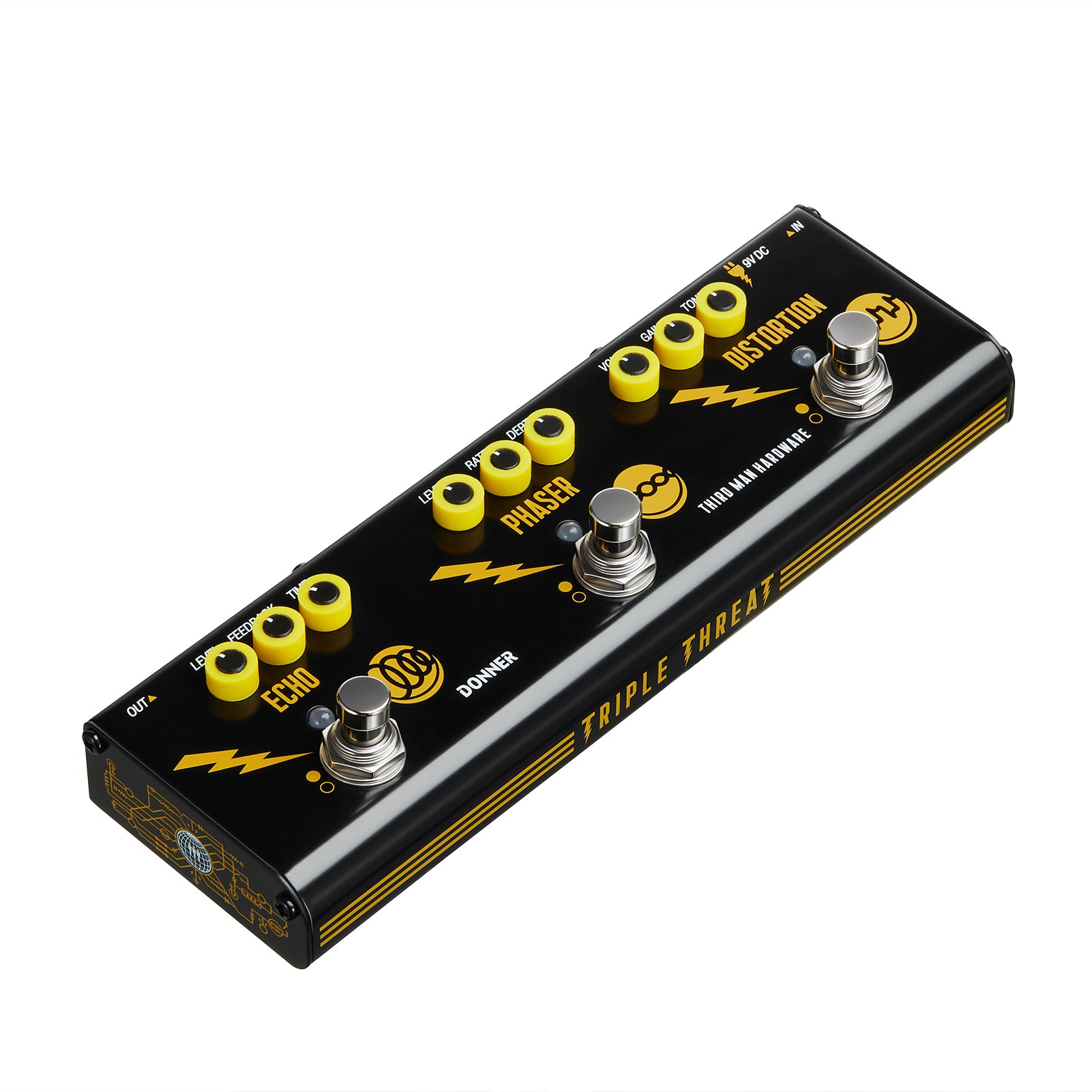Donner Triple Threat Pedal de efectos para guitarra - Negro Clásico