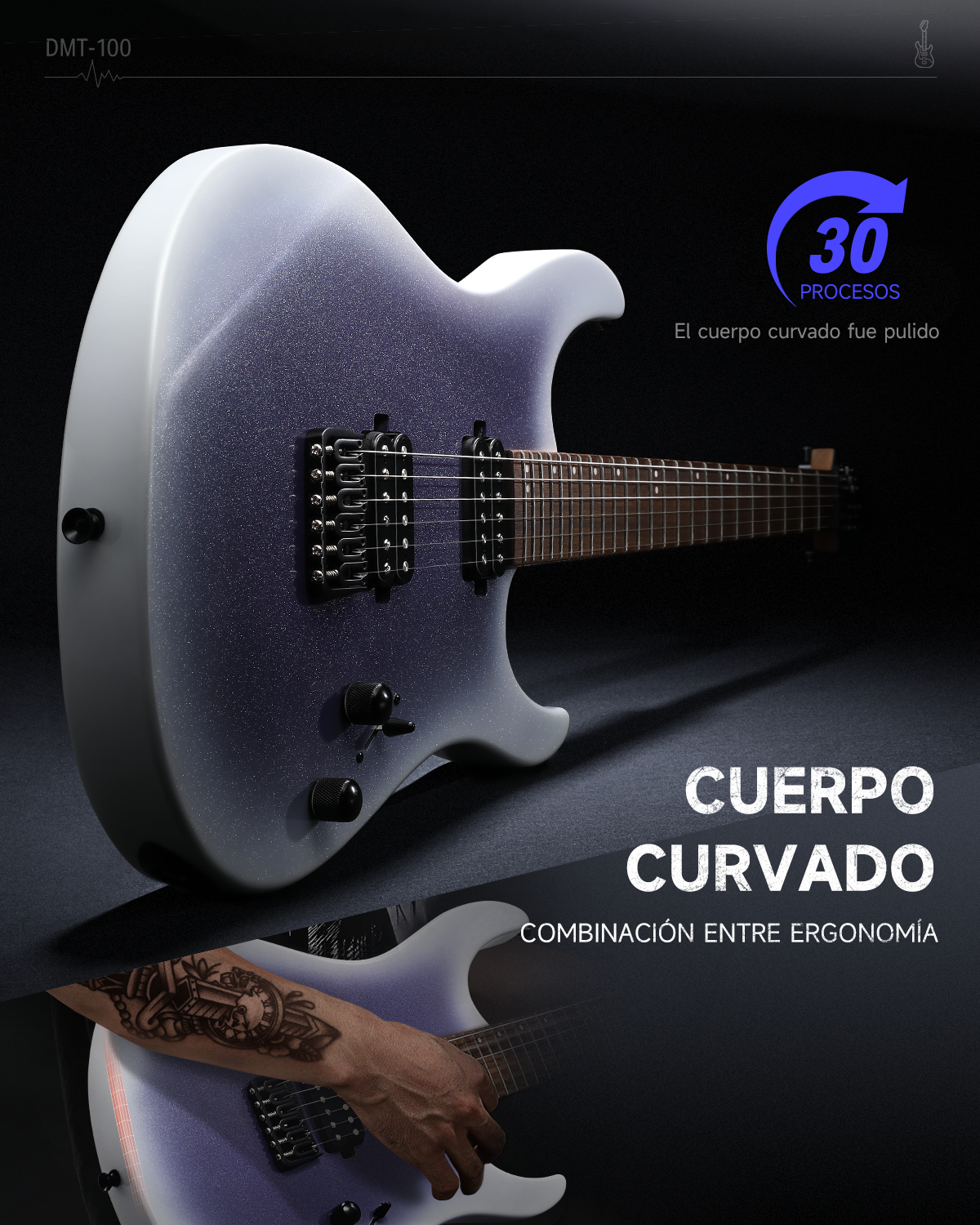 DONNER DMT-100 Guitarra Eléctrica de Cuerpo Sólido, Acabado Mate, 39 Pulgadas, Kit para Principiantes de Guitarra Eléctrica de Metal