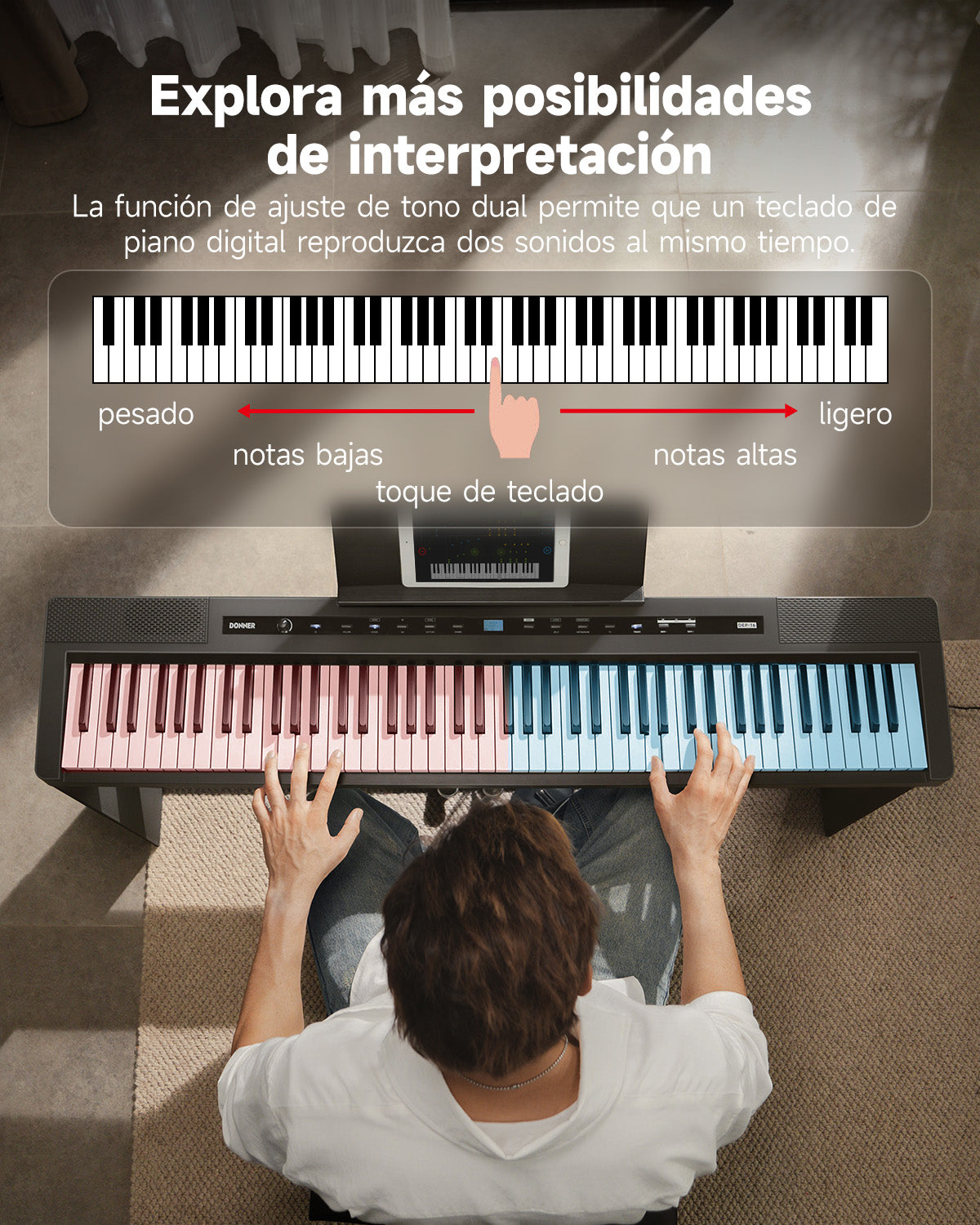 DONNER DEP-16S Piano digital portátil con soporte