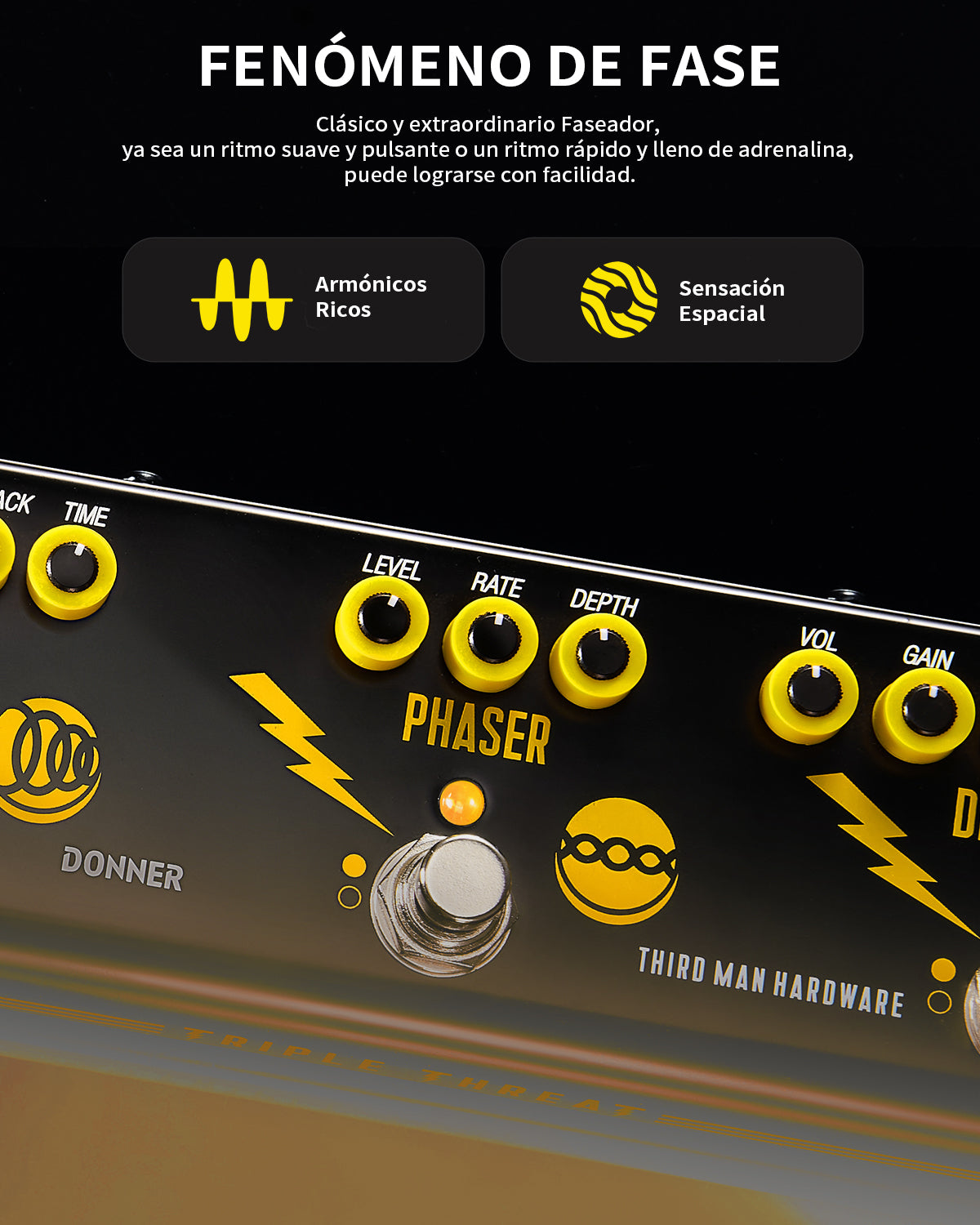 Donner Triple Threat Pedal de efectos para guitarra - Negro Clásico