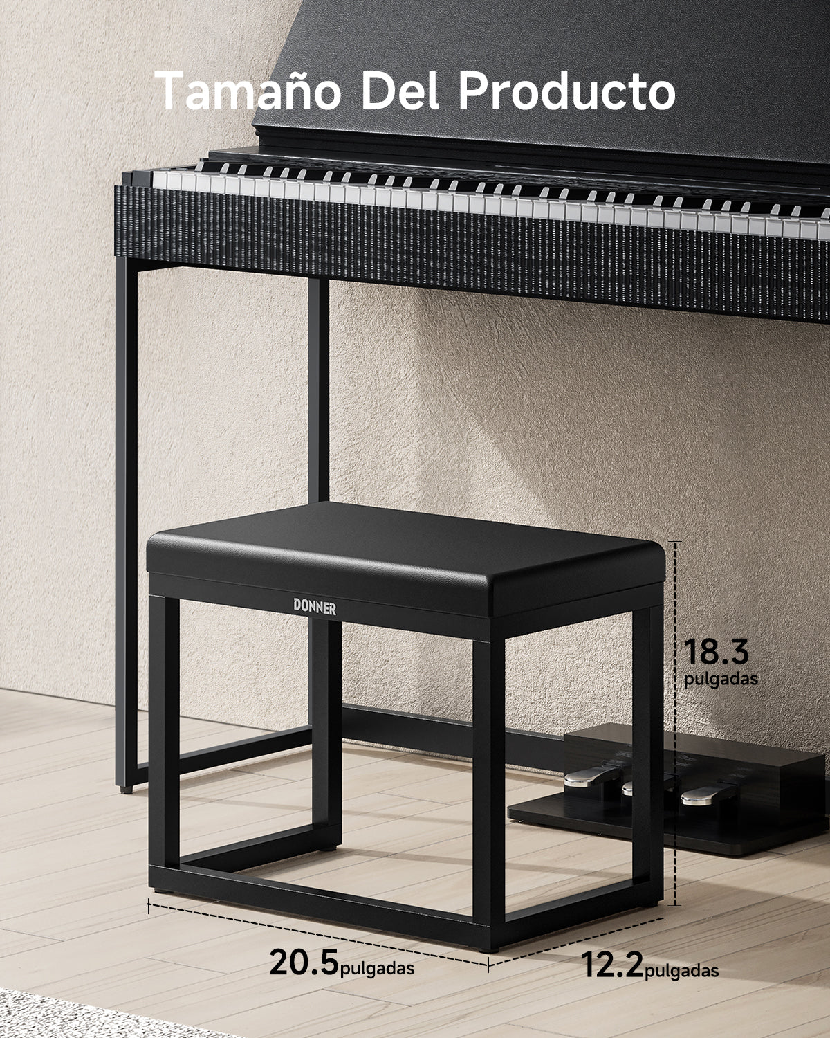 Donner DKB-200 Bancito de piano estilo hogar resistente a la corrosión de metal