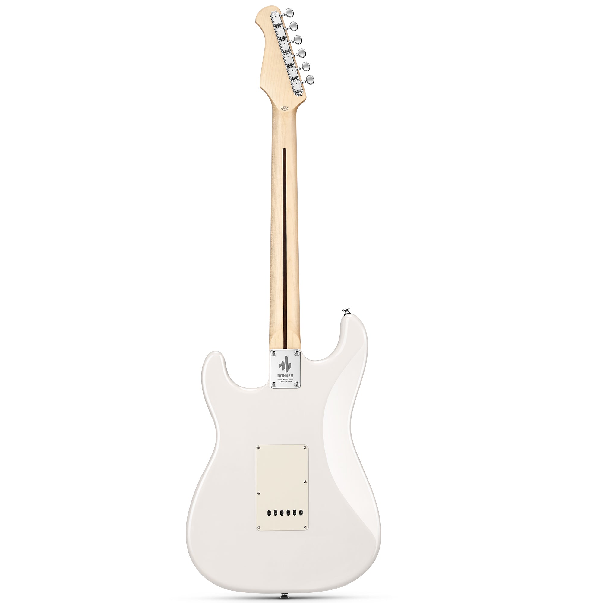 Donner Guitarra eléctrica modelo DST-152W, kit de inicio de guitarra eléctrica de 39" con pastilla HSS de división de bobina, incluye amplificador, funda, accesorios y es de color blanco polar