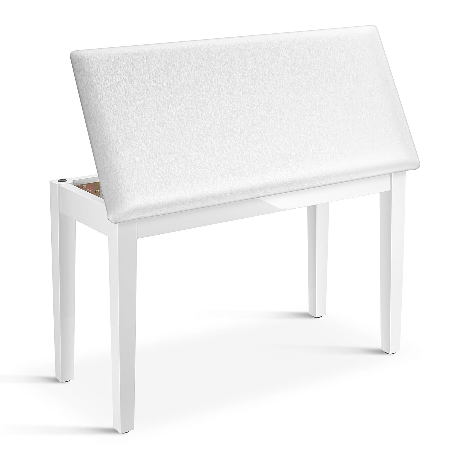 Donner Duet Banqueta para piano con almacenaje Blanco y cojín acolchado