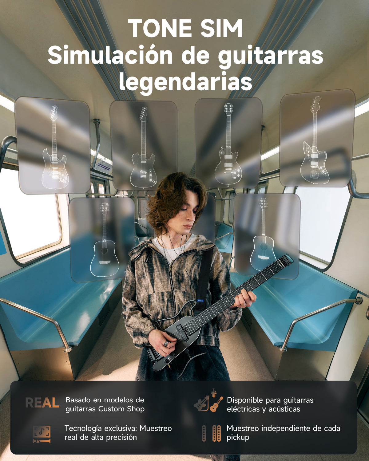 Donner HUSH-X PRO Guitarra Eléctrica-Negro##