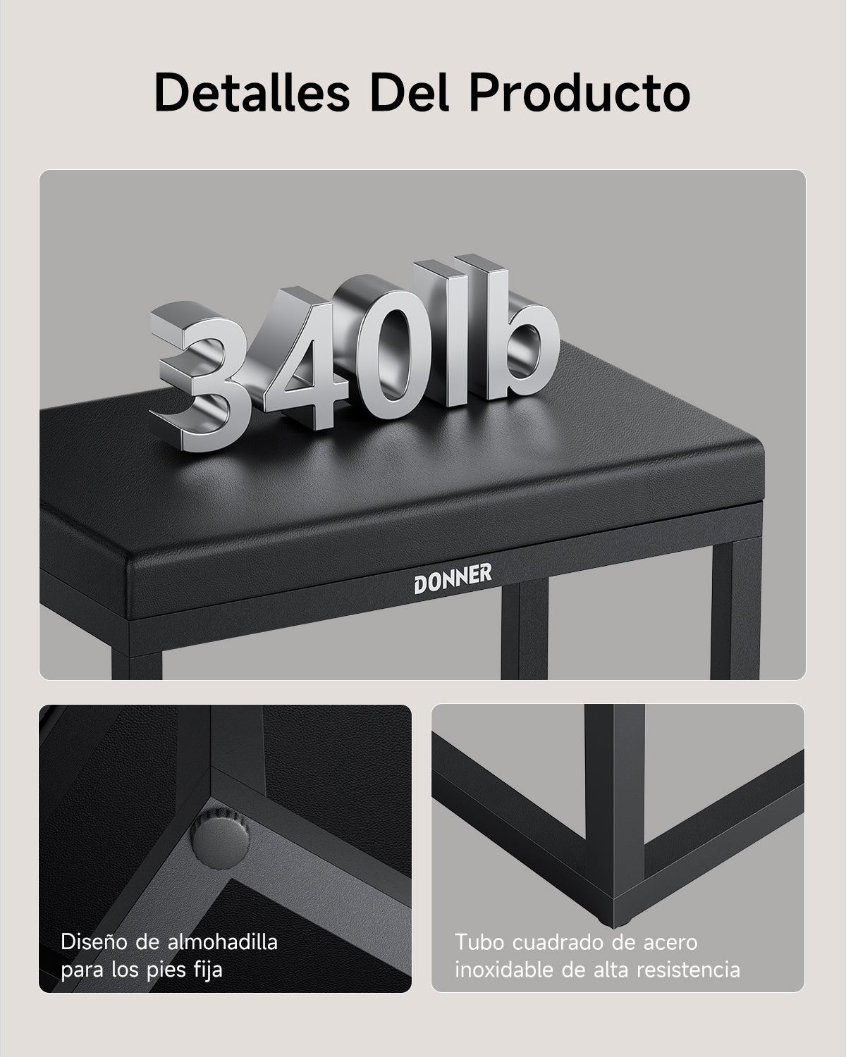 Donner DKB-200 Bancito de piano estilo hogar resistente a la corrosión de metal