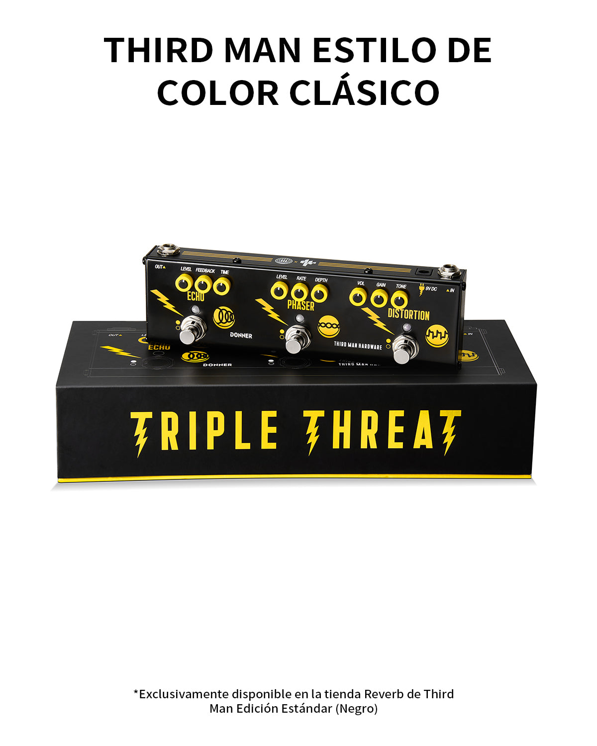 Donner Triple Threat Pedal de efectos para guitarra - Negro Clásico