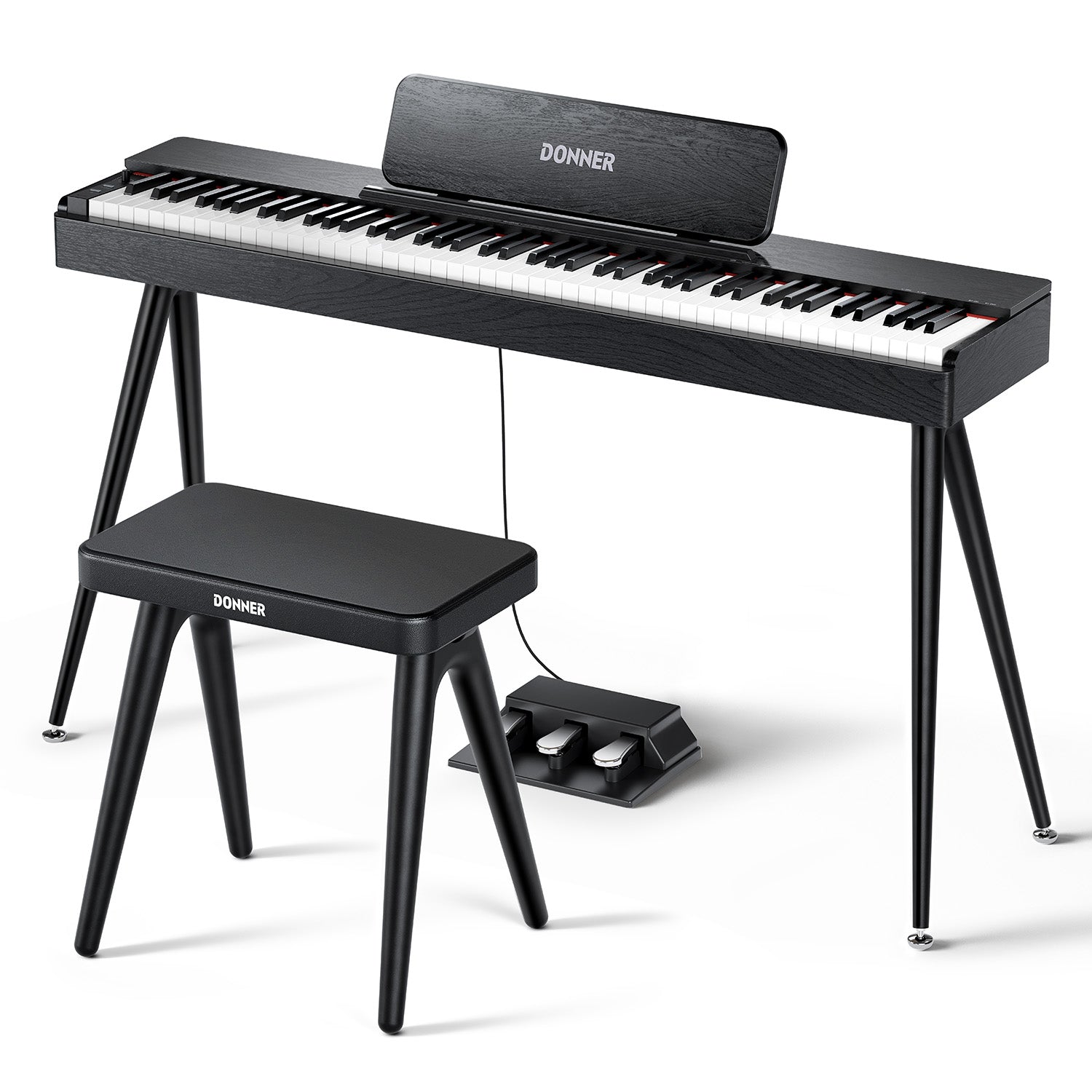 Donner OURA™ S100 Piano digital doméstico de 88 teclas Color roble veteado negro-Negro##