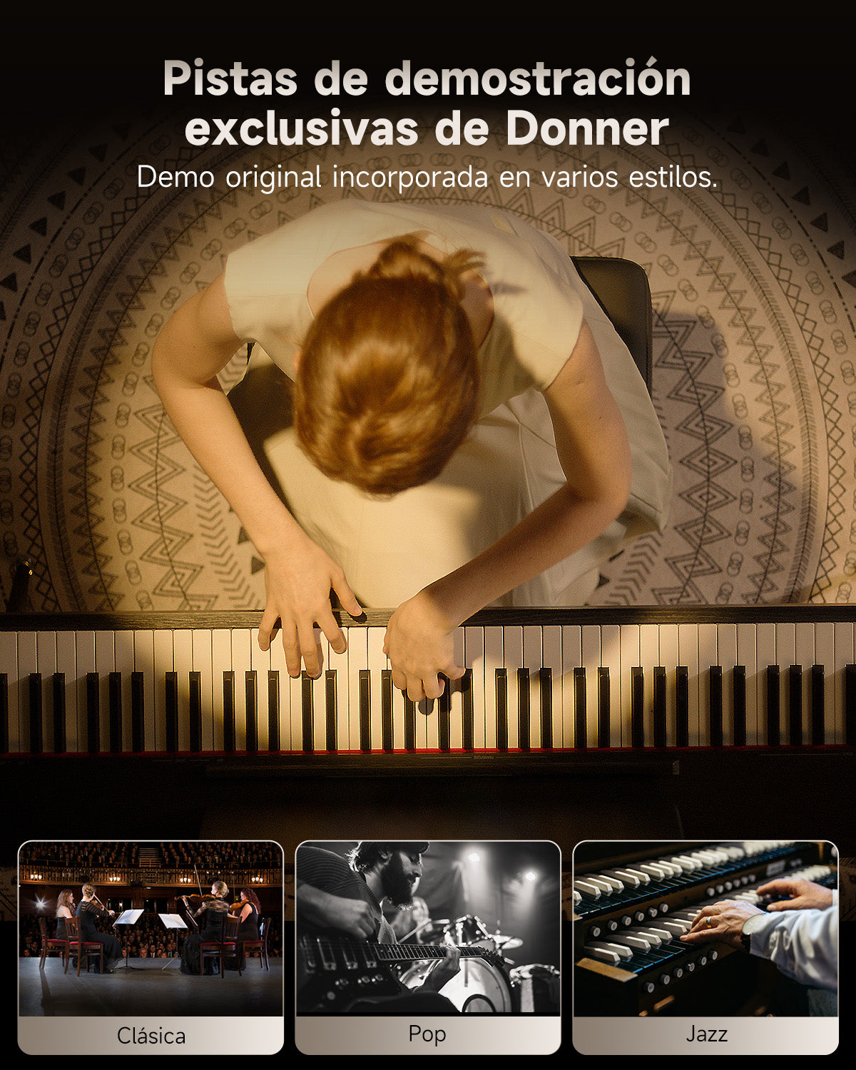 Donner OURA™ S100 Piano digital doméstico de 88 teclas Color roble veteado negro-Negro##