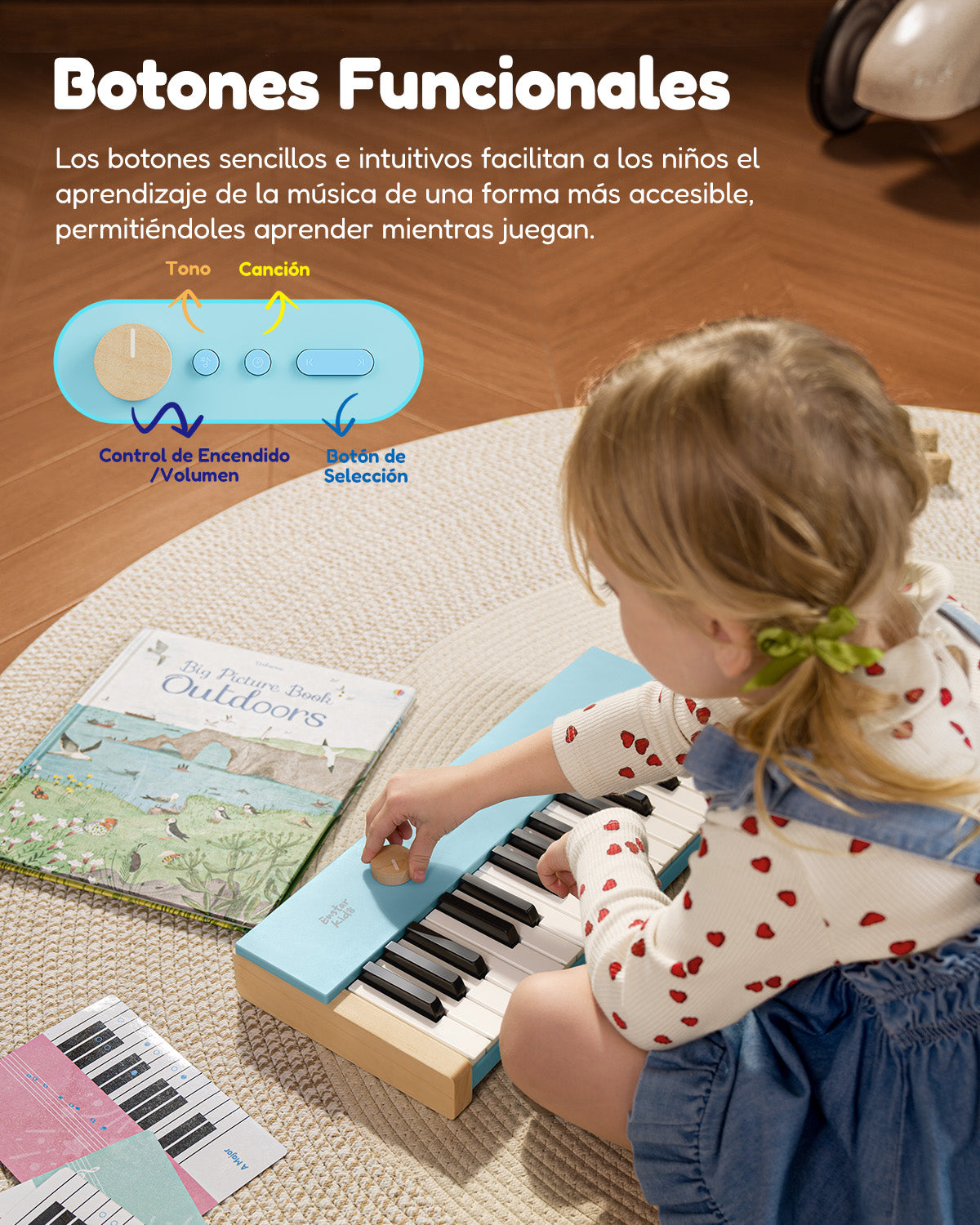 Eastar KIDO V-10 Teclado Electrónico Para Niños 32 Teclas-Azul##