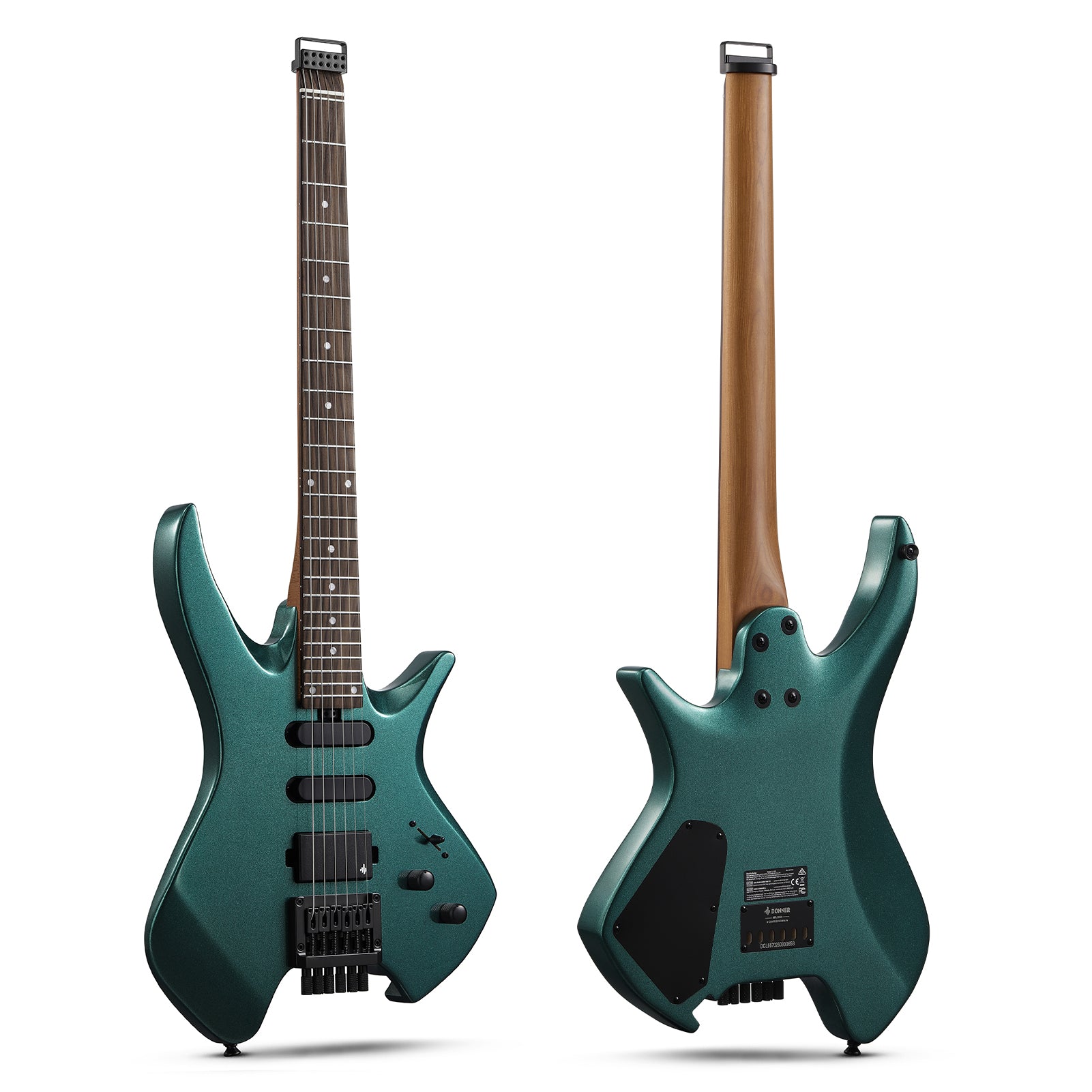 Donner HLX-500 Guitarra eléctrica sin pala-Verde##