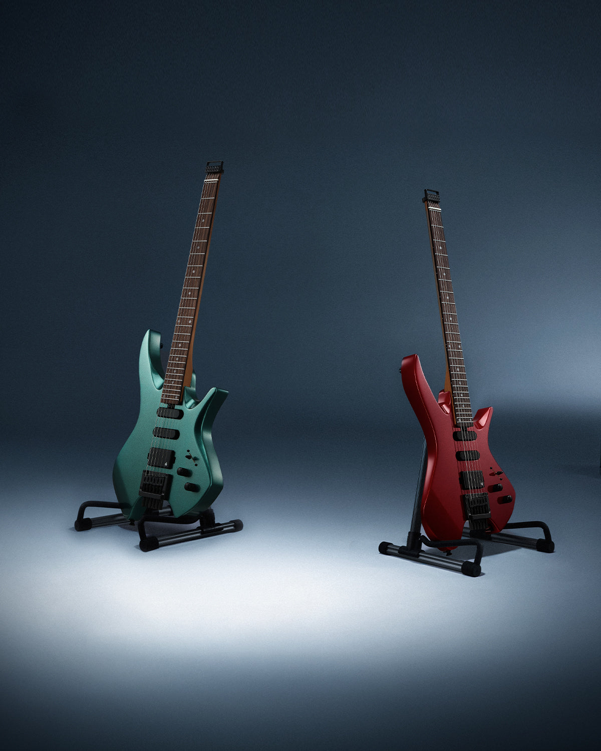 Donner HLX-500 Guitarra eléctrica sin pala-Rojo metalizado##