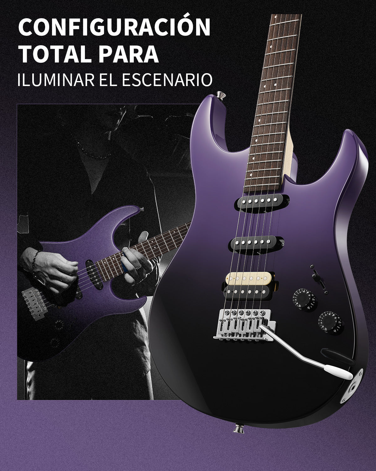 Donner DMT-66 Guitarra Midnight Purple Gradient