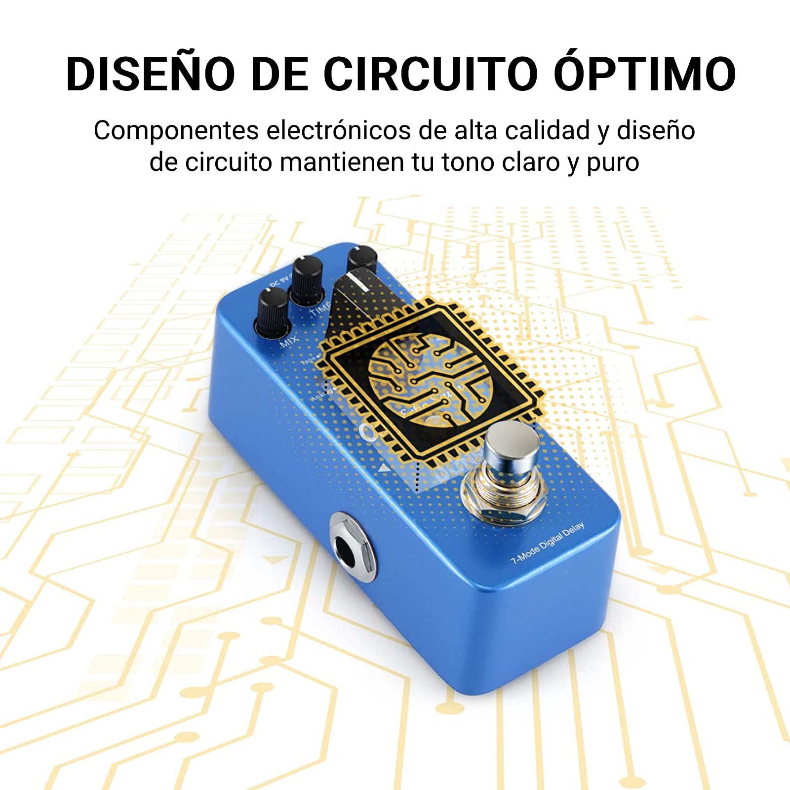 Donner Pedal de retardo digital de 7 modos Pedal de guitarra multiefectos Echo Square donner music mexico