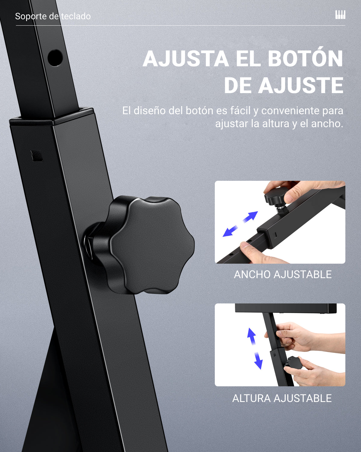 Donner Z-style Soporte de teclado de piano de alta resistencia ajustable y portátil/apto para teclados eléctricos de 54/61/88 teclas Pianos digitales