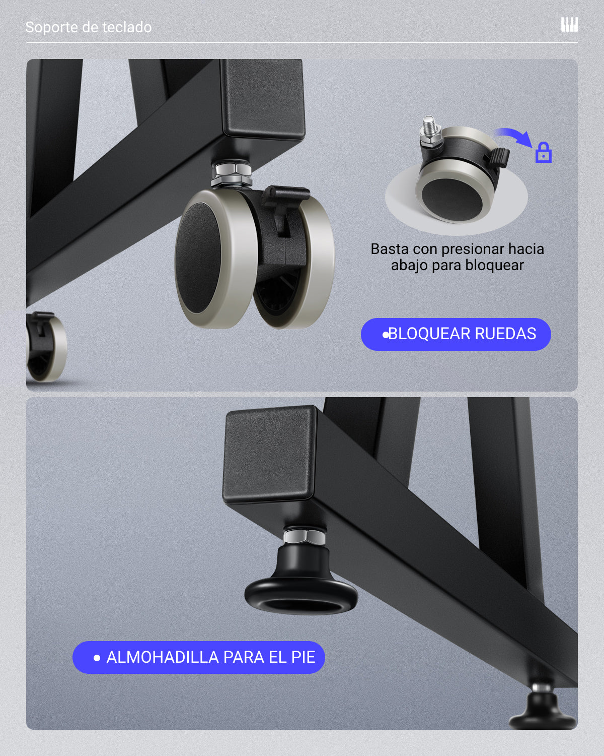 Donner Z-style Soporte de teclado de piano de alta resistencia ajustable y portátil/apto para teclados eléctricos de 54/61/88 teclas Pianos digitales