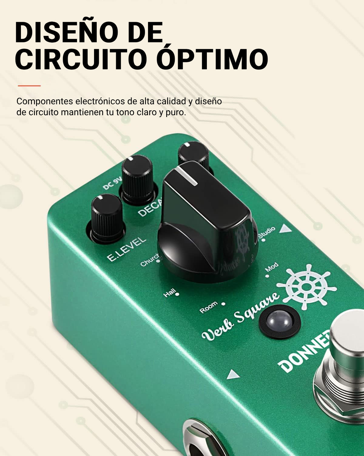 Donner Pedal de guitarra Verb Square Reverb Efectos digitales de 7 modos con True Bypass donner music mexico