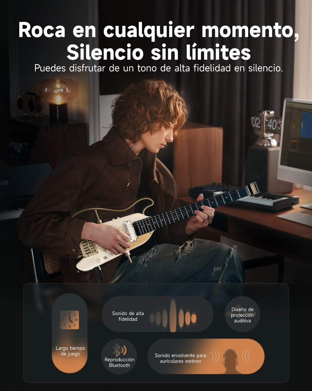 Donner HUSH™ X PRO Guitarra Eléctrica-Blanco Lujo##