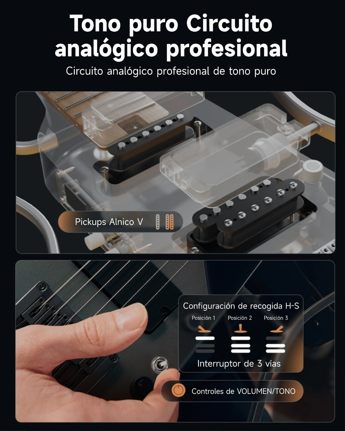 Donner HUSH™ X PRO Guitarra Eléctrica-Brillo Medianoche##