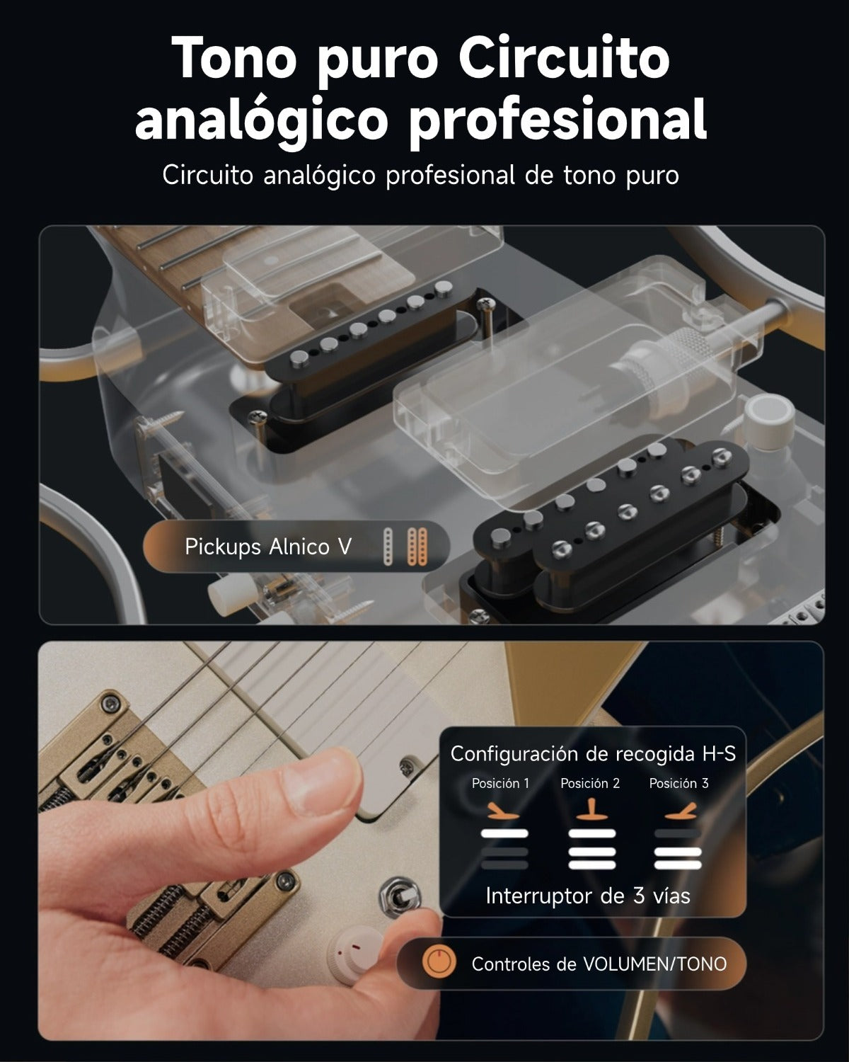 Donner HUSH™ X PRO Guitarra Eléctrica-Blanco Lujo##