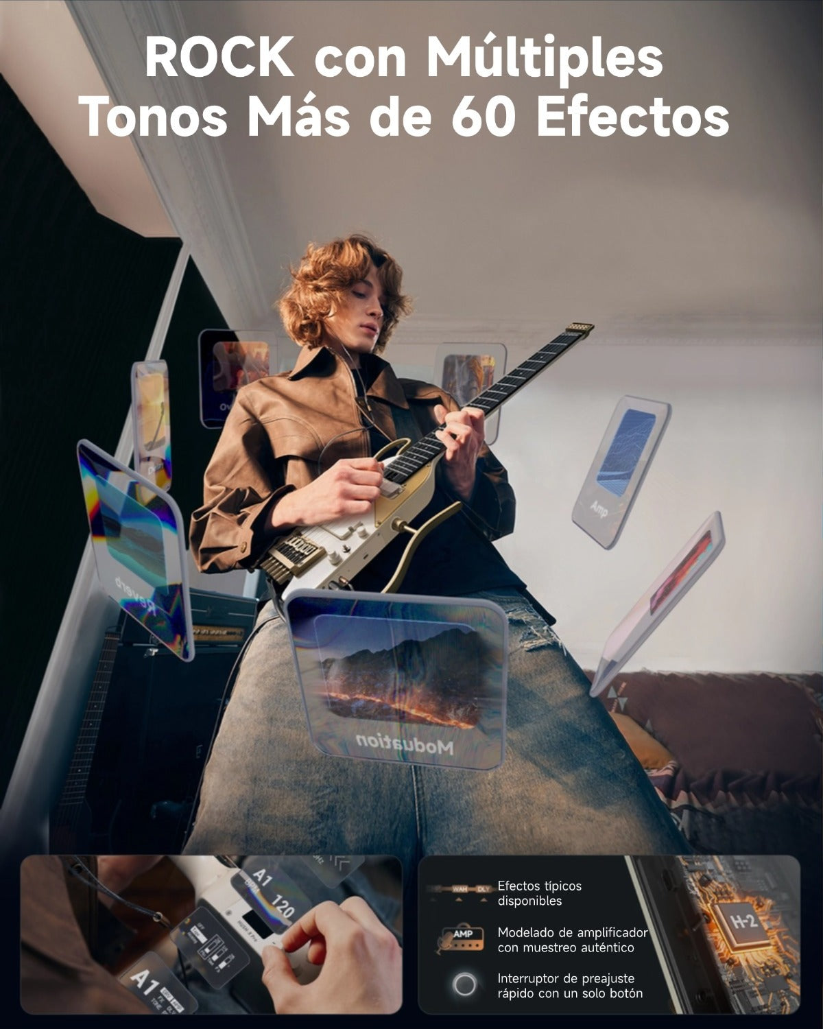 Donner HUSH™ X PRO Guitarra Eléctrica-Blanco Lujo##