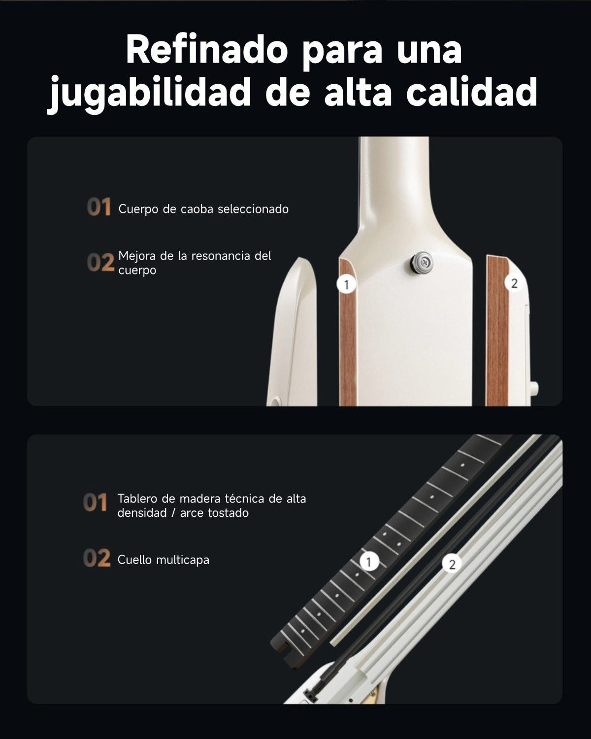 Donner HUSH™ X PRO Guitarra Eléctrica-Blanco Lujo##