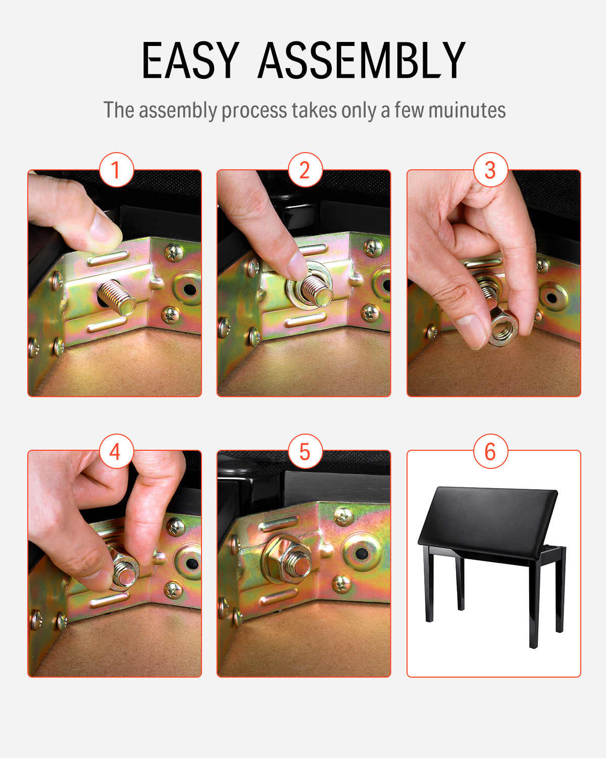 Donner Banco para piano dúo con espacio de almacenamiento, negro y cojín acolchado