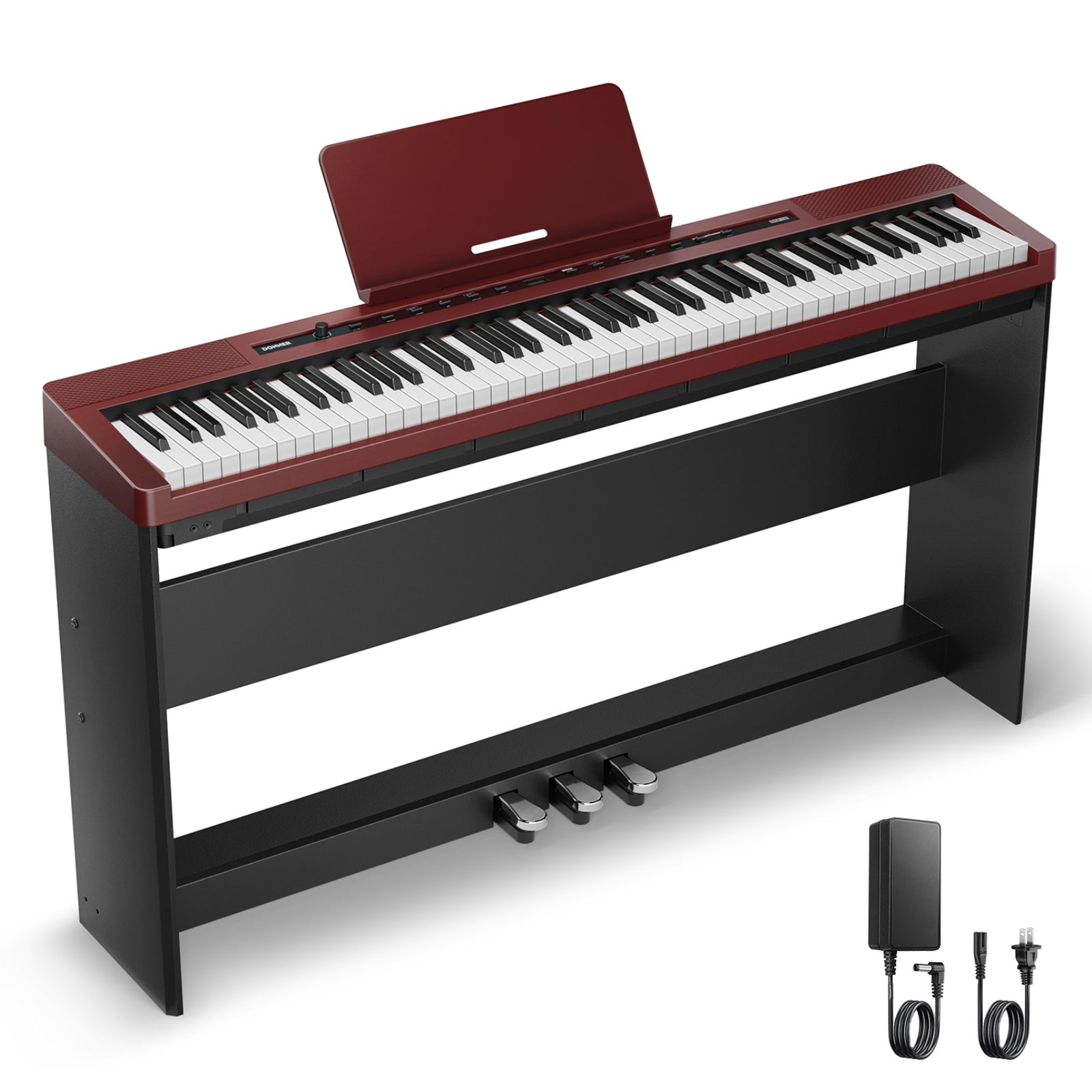 DONNER DEP-16S Piano digital portátil con soporte-Rojo##