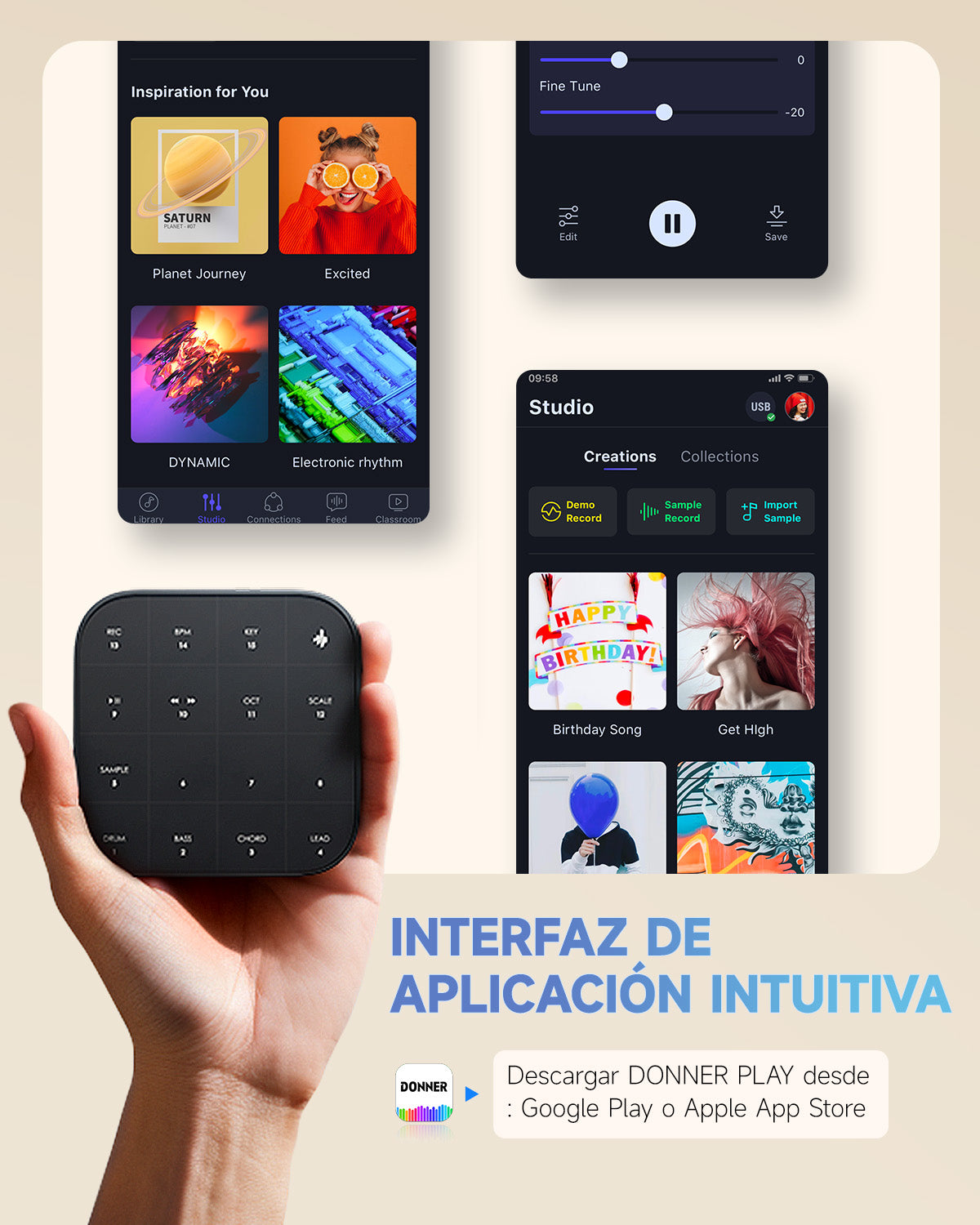 DONNER MEDO Sintetizador musical portátil multifunción