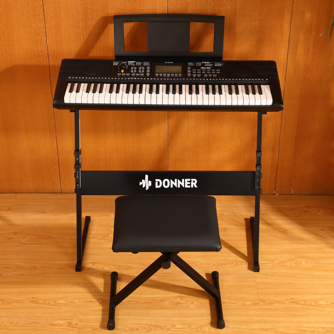 Donner DEK-610 Kit de teclado electrónico de tamaño completo de 61 teclas con banco/soporte/micrófono donner music mexico