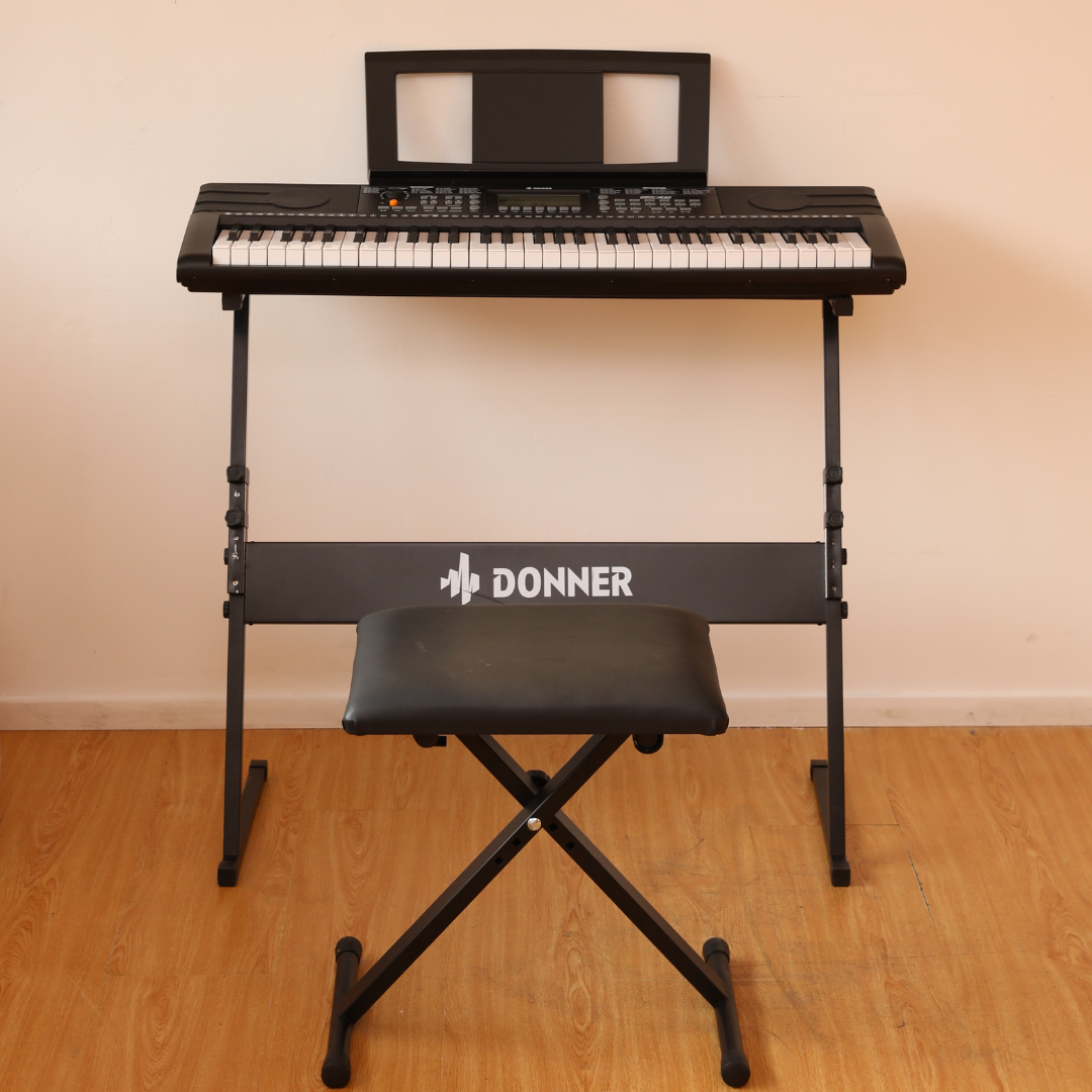 Donner DEK-610 Kit de teclado electrónico de tamaño completo de 61 teclas con banco/soporte/micrófono donner music mexico