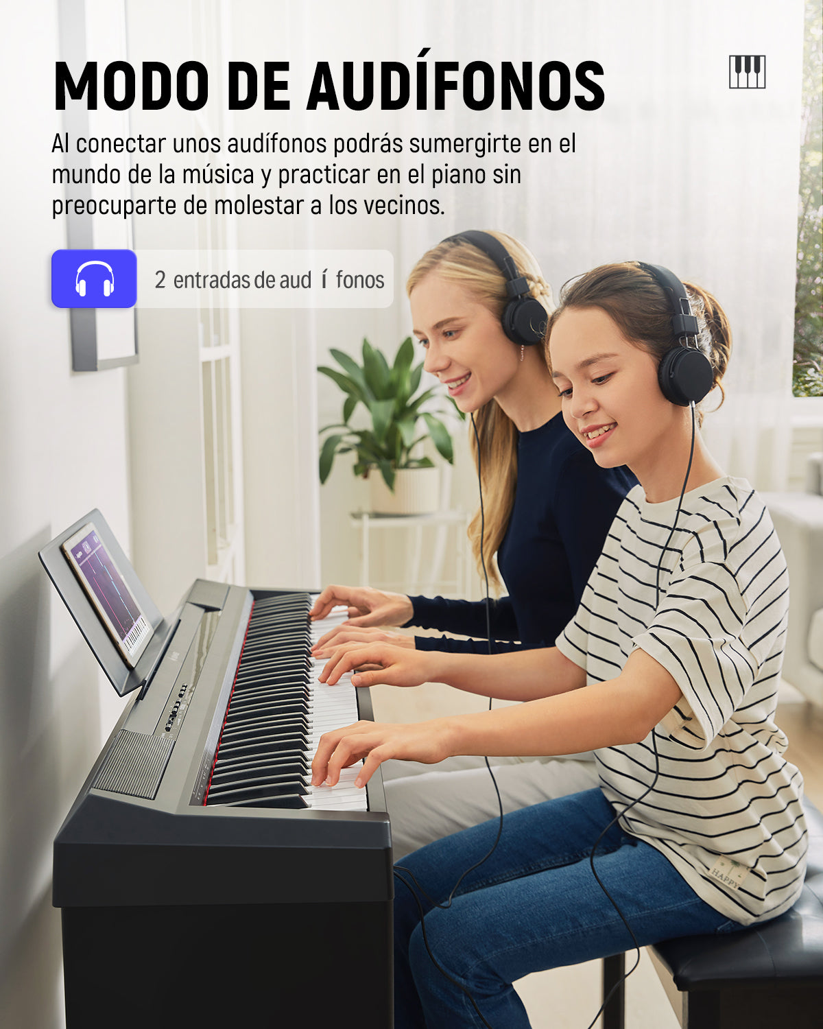 Donner DEP-10 Piano Digital Portátil de 88 Teclas Semipesadas con Stand