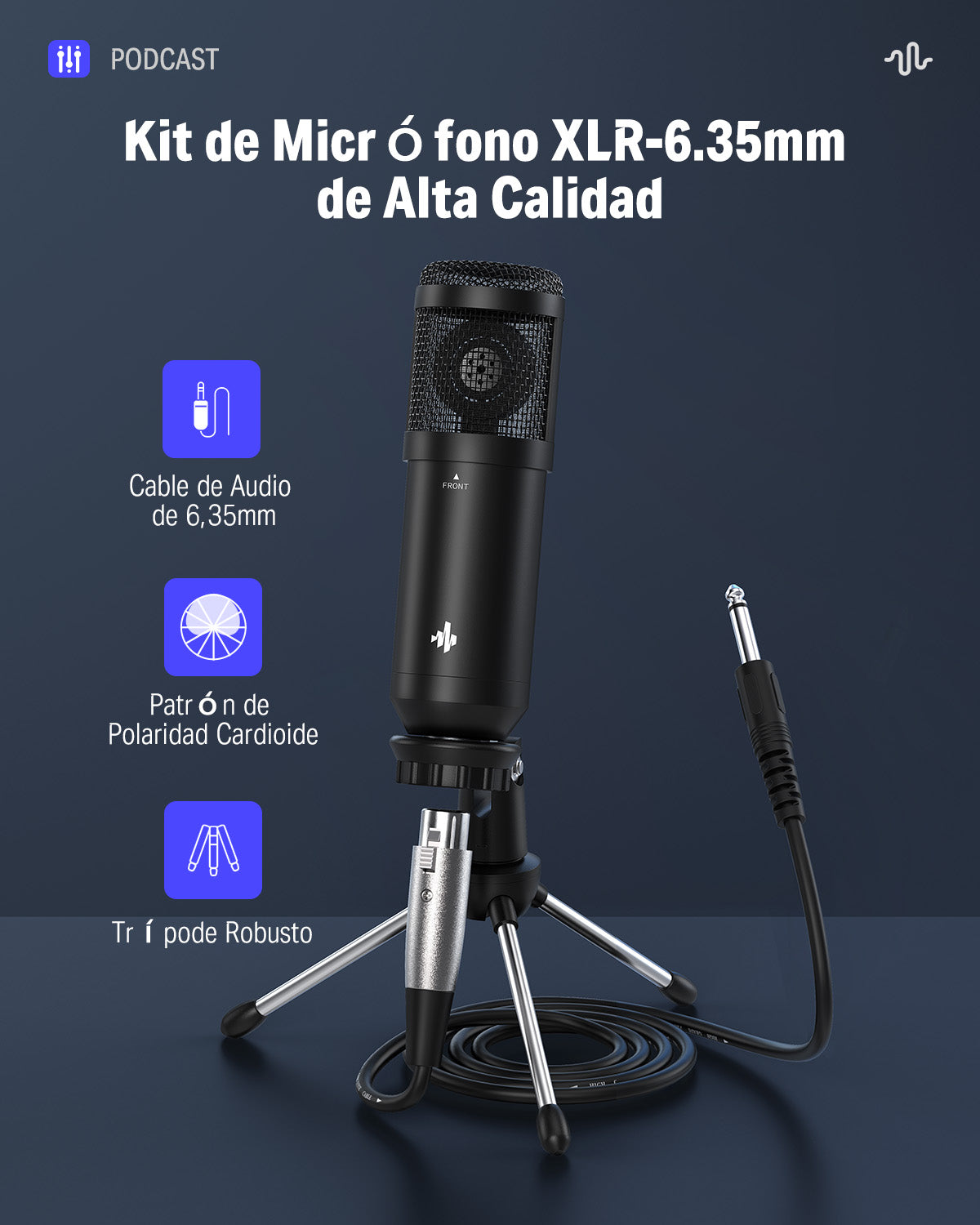 Products Donner Conjunto de equipos de podcast: interfaz de audio con mezclador de tarjeta de sonido y kit de micrófono XLR-6.35 mm