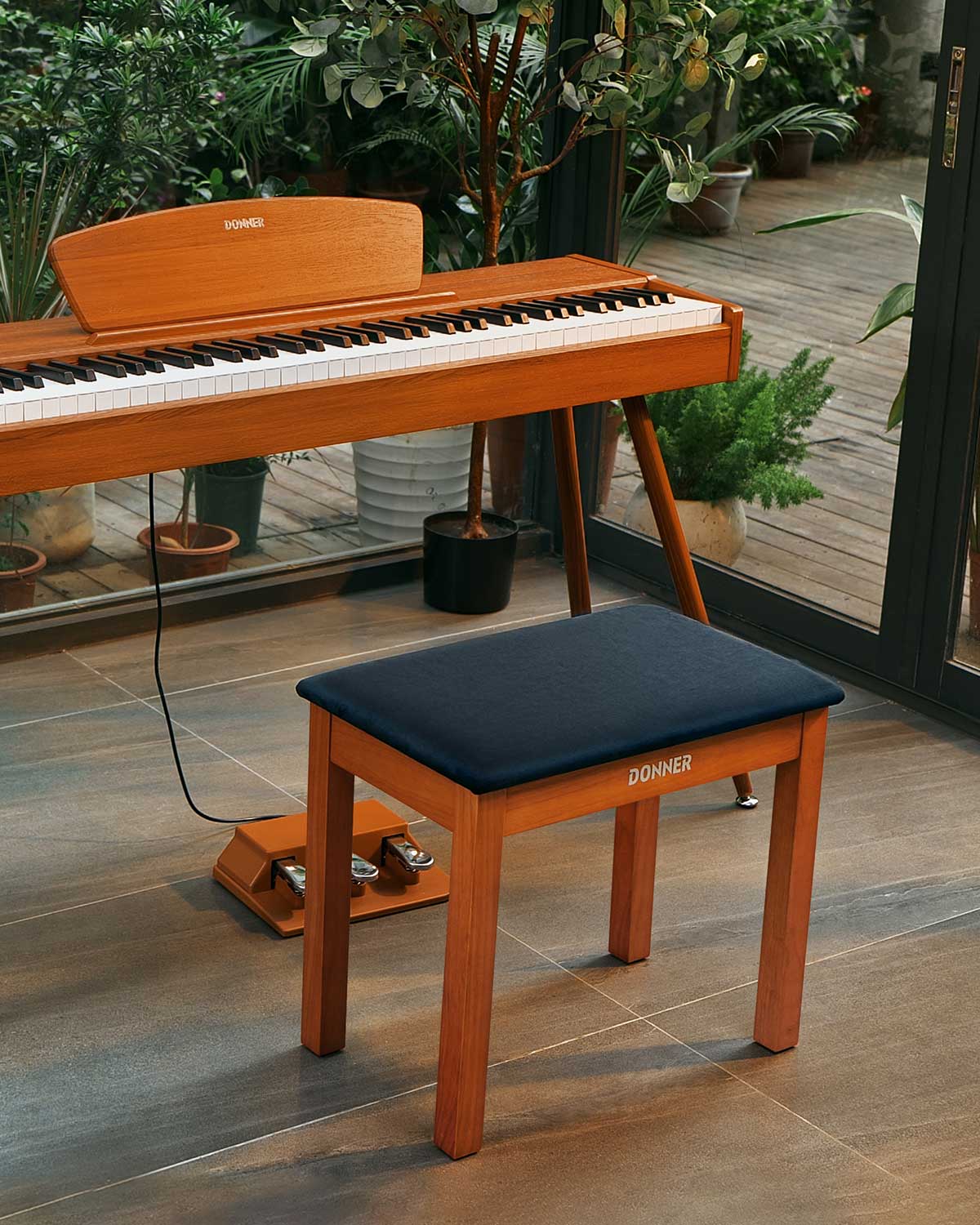 Donner Banco para piano de madera maciza con almacenaje Color madera donner music mexico