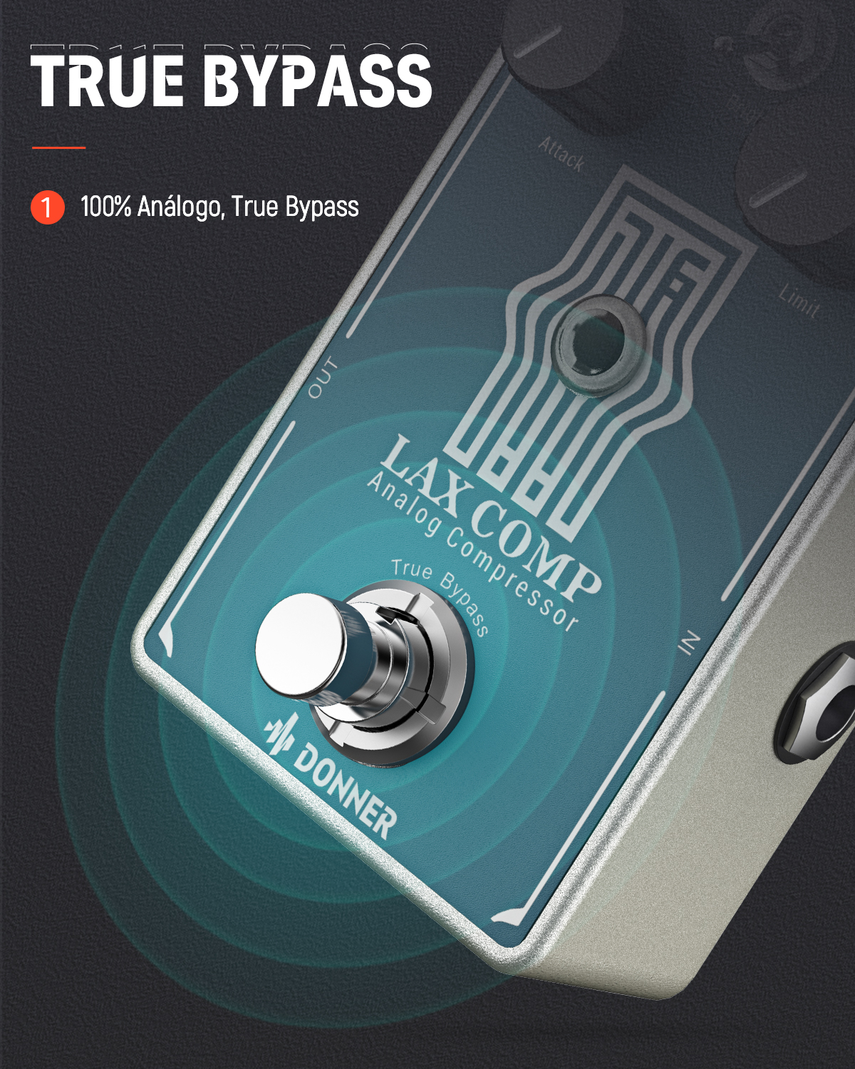 Donner LAX COMP Pedal de Guitarra de Compresión True Analog donner music mexico