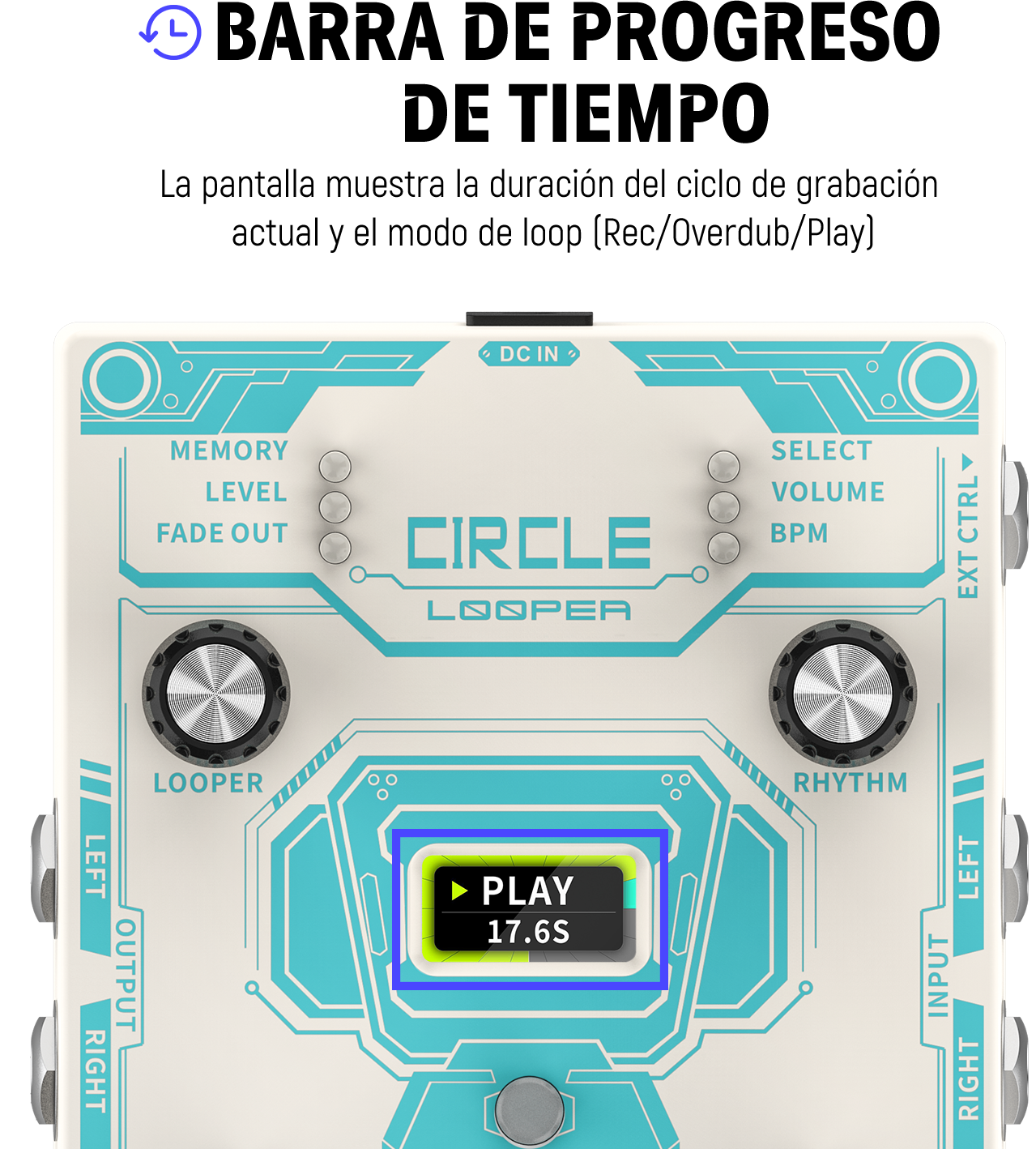 Donner Efecto de Guitarra Circle Looper con Pantalla de Tiempo y Máquina de Ritmos donner music mexico